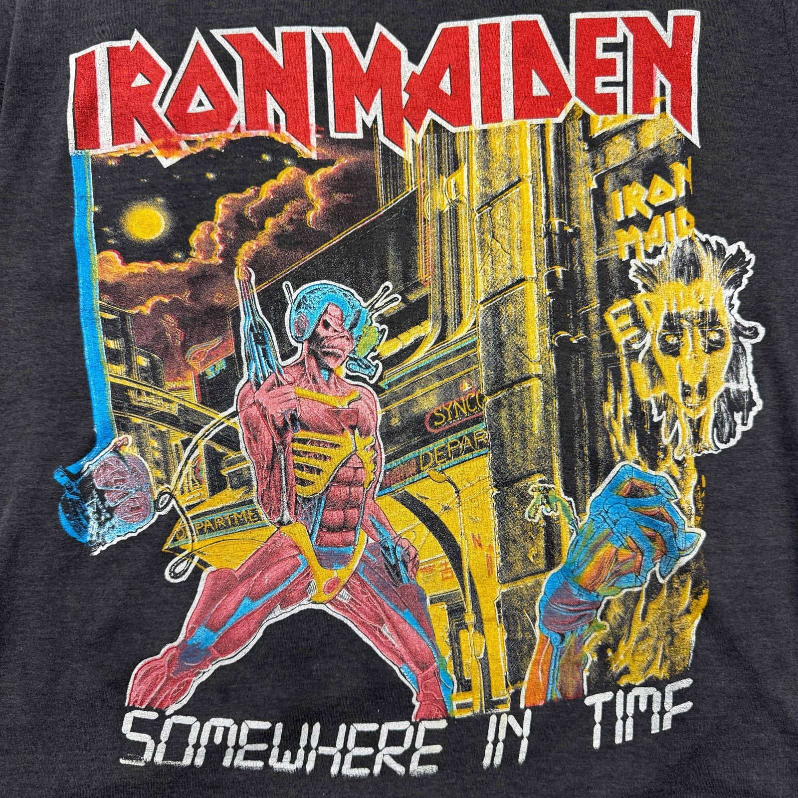 Vintage 80s Iron Maiden Somewhere In Time Live Rock Band T-Shirt Size US L / EU 52-54 / 3 - 4 Thumbnail