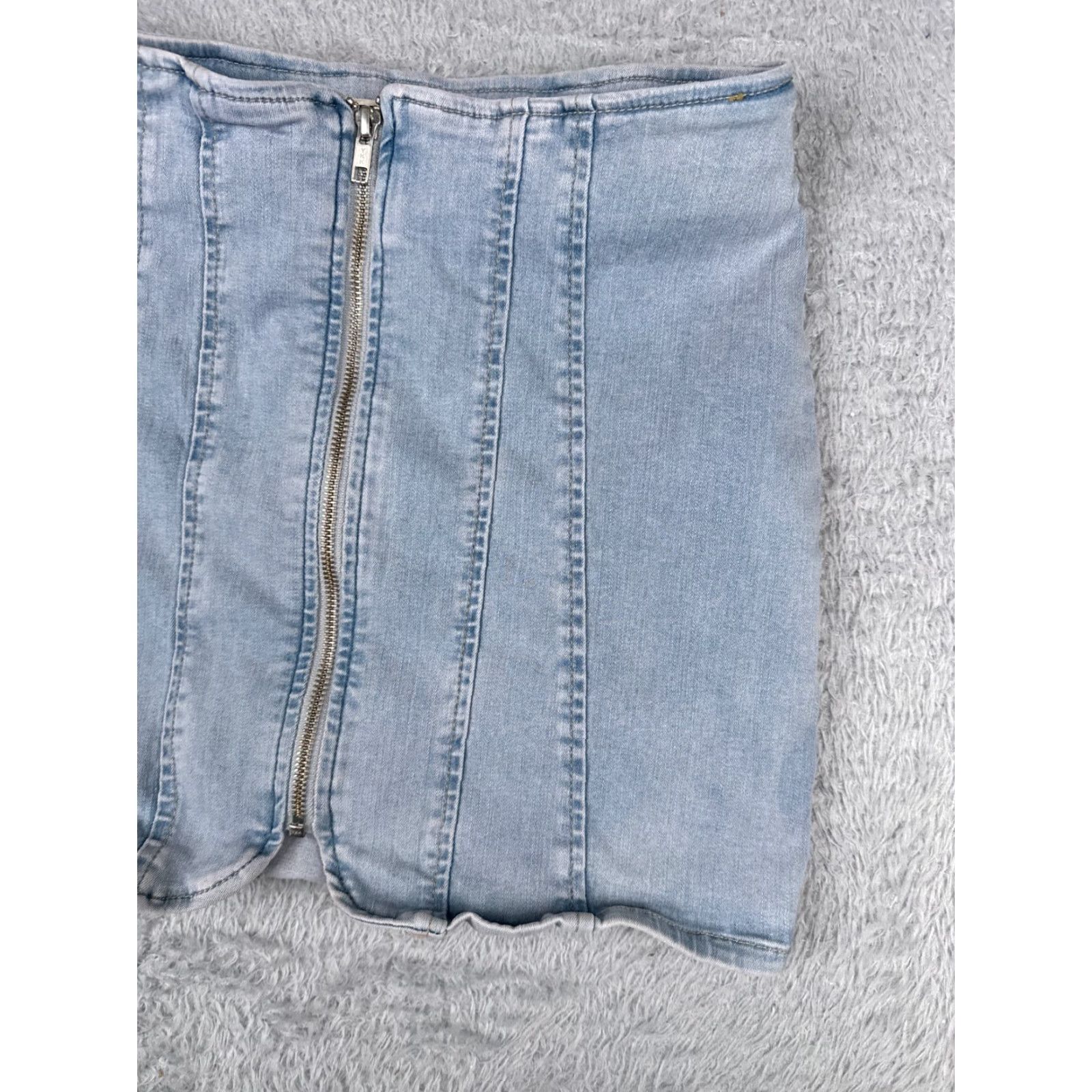 Vintage We The Free Skirt Womens 8 Blue Layla Denim Mini Skirt Cotton Blend Front Zip Size 30" / US 8 / IT 44 - 7 Thumbnail