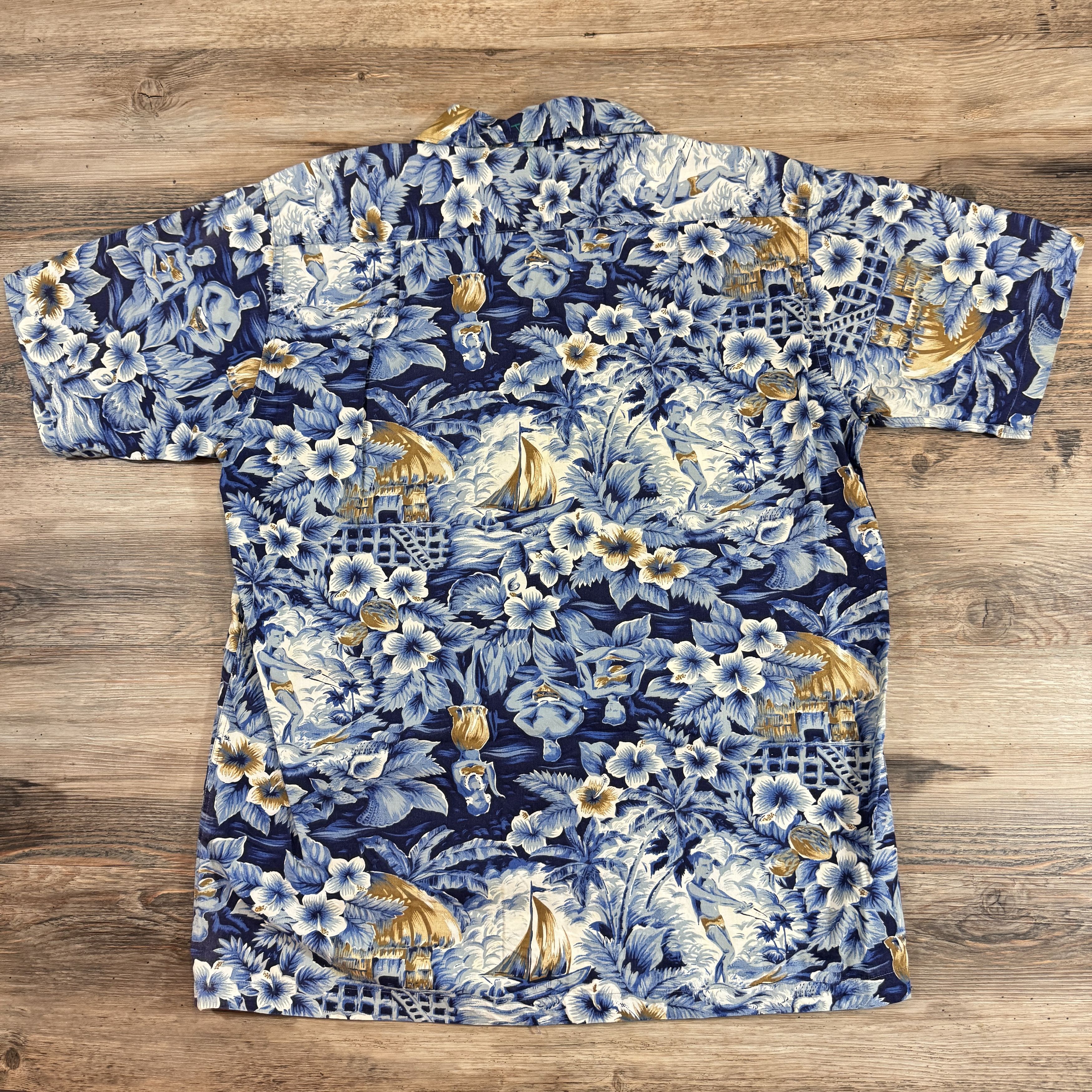 Vintage 60s Vintage Hawaiian Shirt Notch Collar Tiki Luau Tropical Size US L / EU 52-54 / 3 - 4 Thumbnail