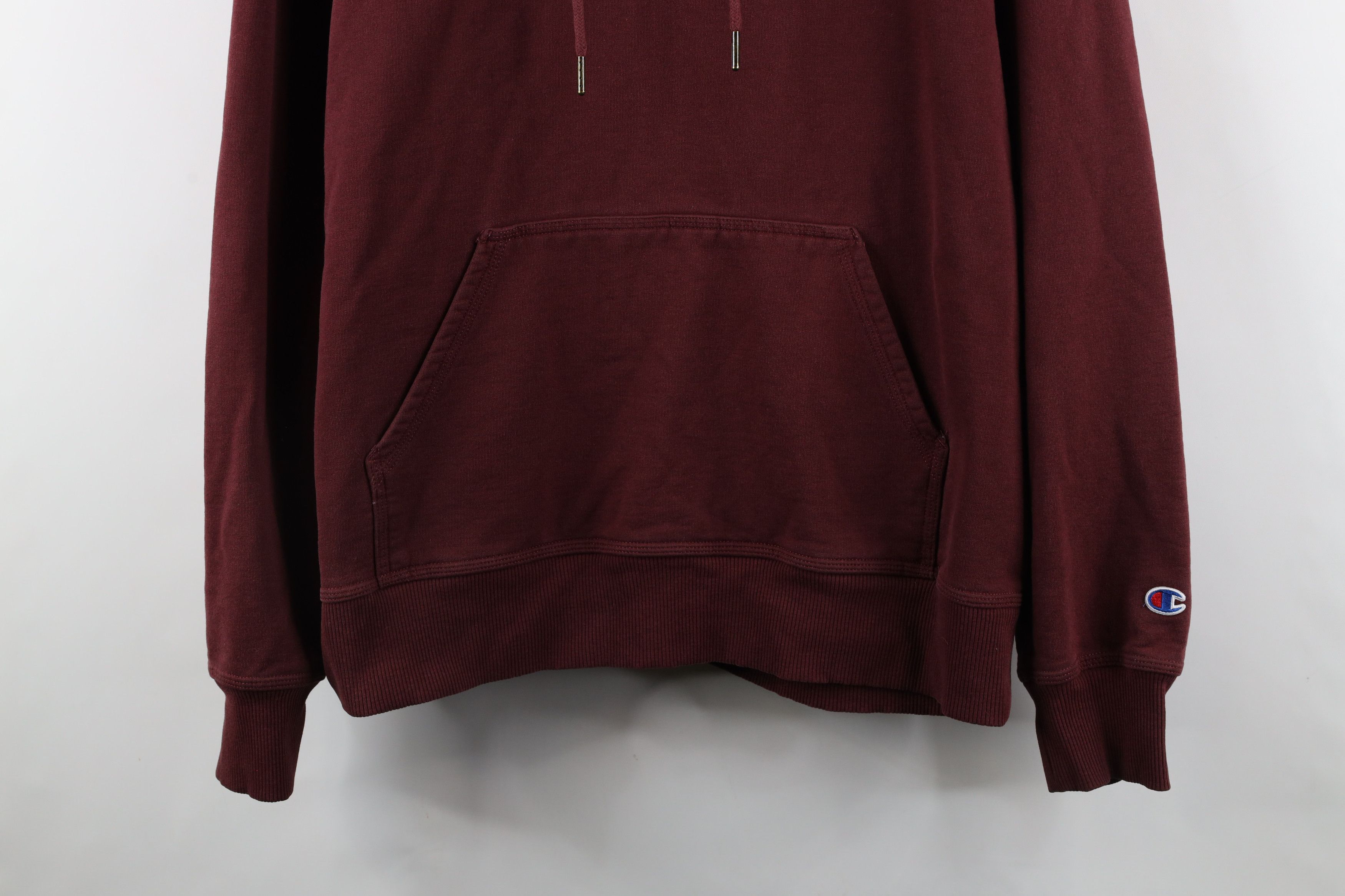 Champion × Vintage Vintage Champion Faded Monochrome Hoodie Sweatshirt Maroon Size US L / EU 52-54 / 3 - 3 Thumbnail