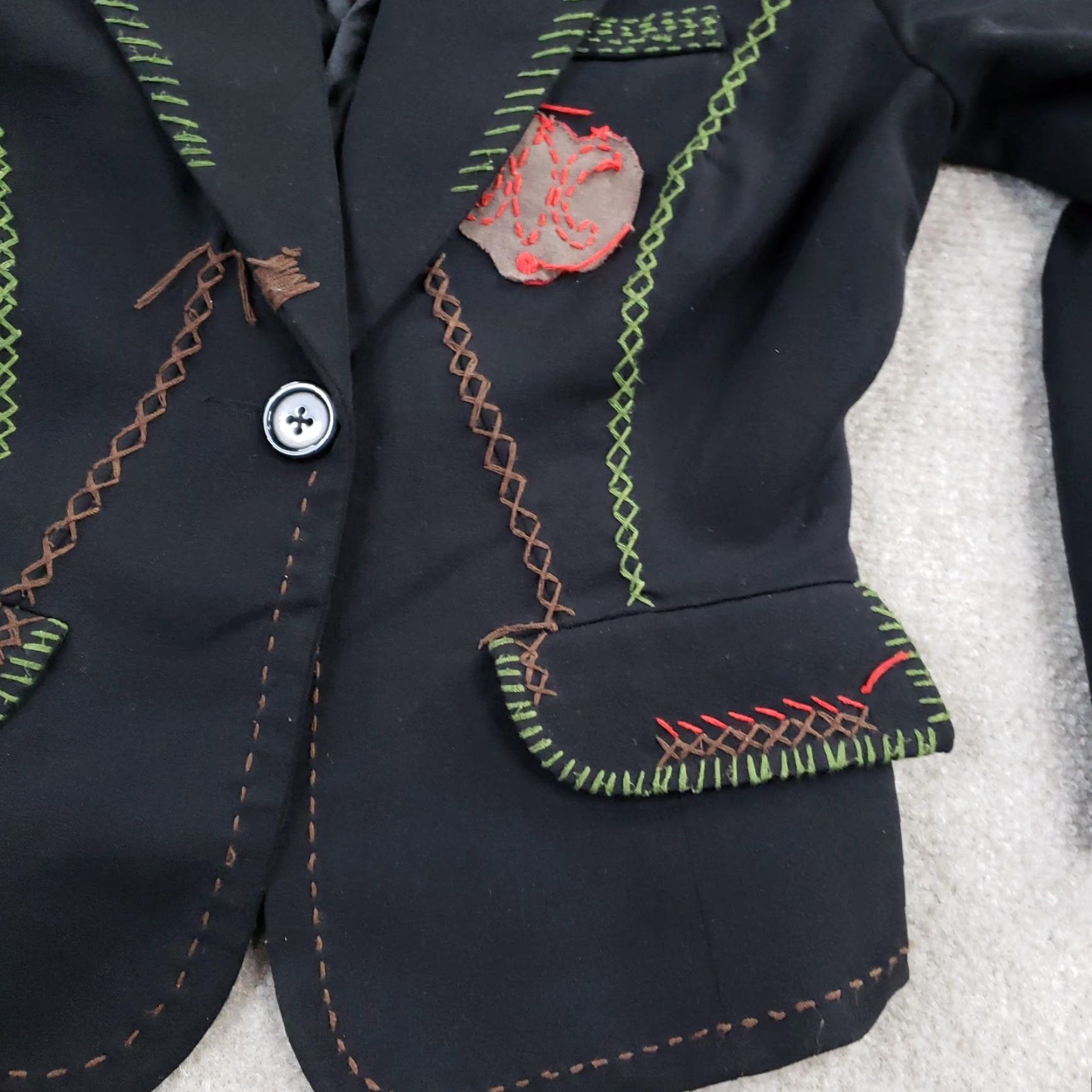Vintage Vtg Raw 7 Blazer Womens Small Black Embroidered Patchwork Stretch Jacket Size S / US 4 / IT 40 - 7 Thumbnail