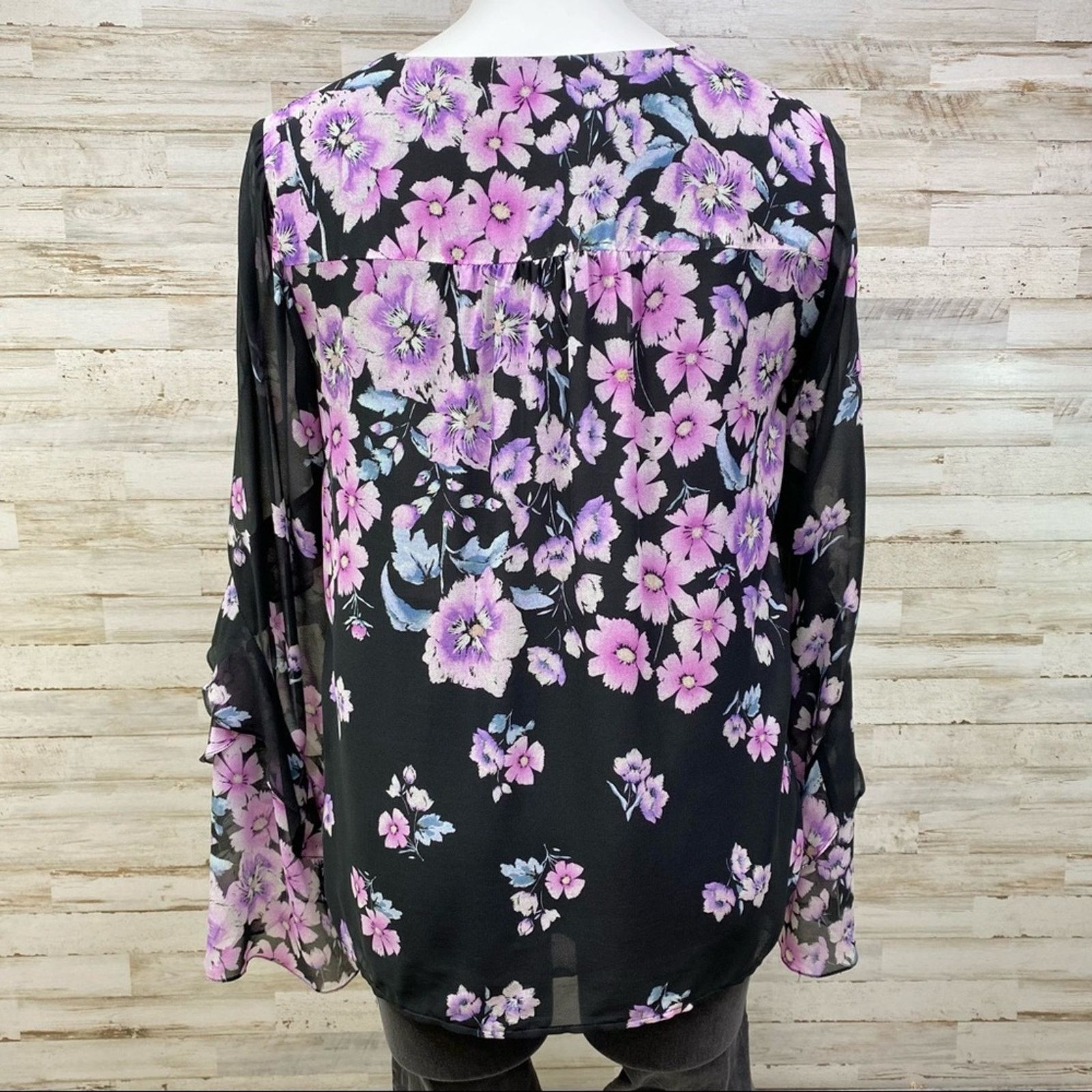 Nanette Lepore Nanette Lepore Silk Zen Floral Blouse Size S Purple Black Size S / US 4 / IT 40 - 11 Thumbnail
