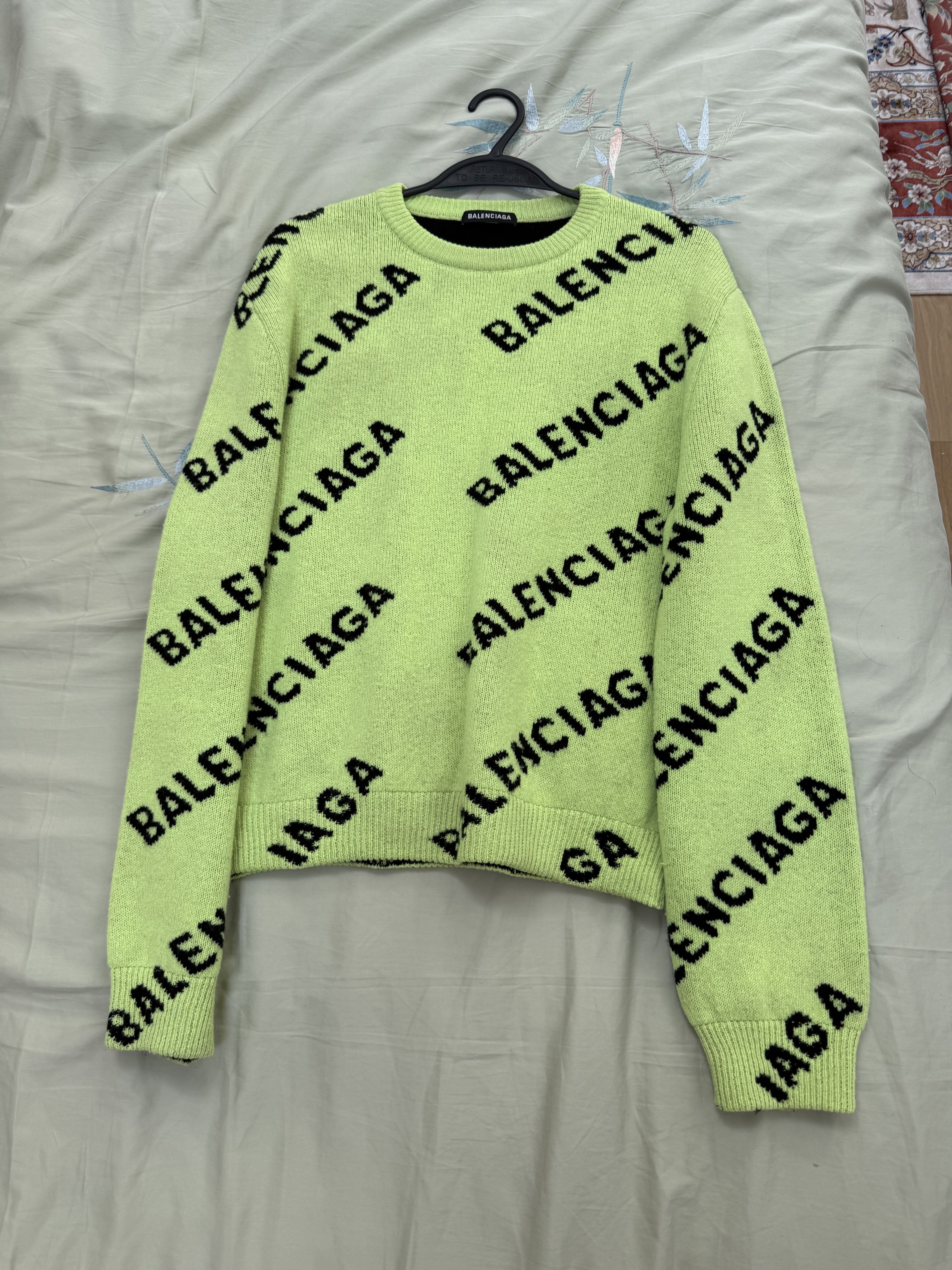 Balenciaga Logo Intarsia Sweater Size L / US 10 / IT 46 - 1 Thumbnail