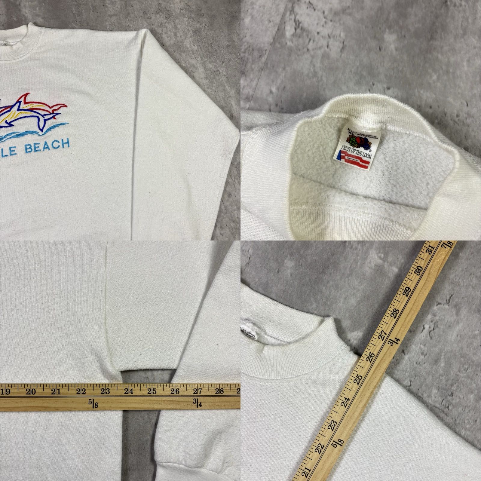 Fruit Of The Loom VINTAGE Fruit of the Loom Sweatshirt White XL 90s Embroidered Graphic Print Crewneck Pullover Men Size US XL / EU 56 / 4 - 8 Thumbnail