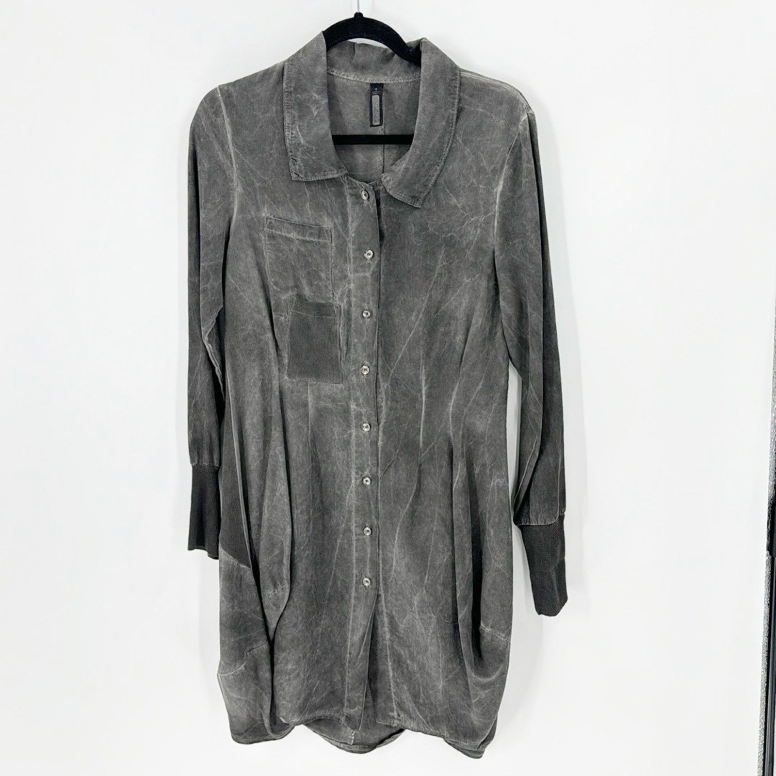 Other Inizio Dress Small Gray Button Front Shirt Dress Lagenlook Size S / US 4 / IT 40 - 1 Thumbnail