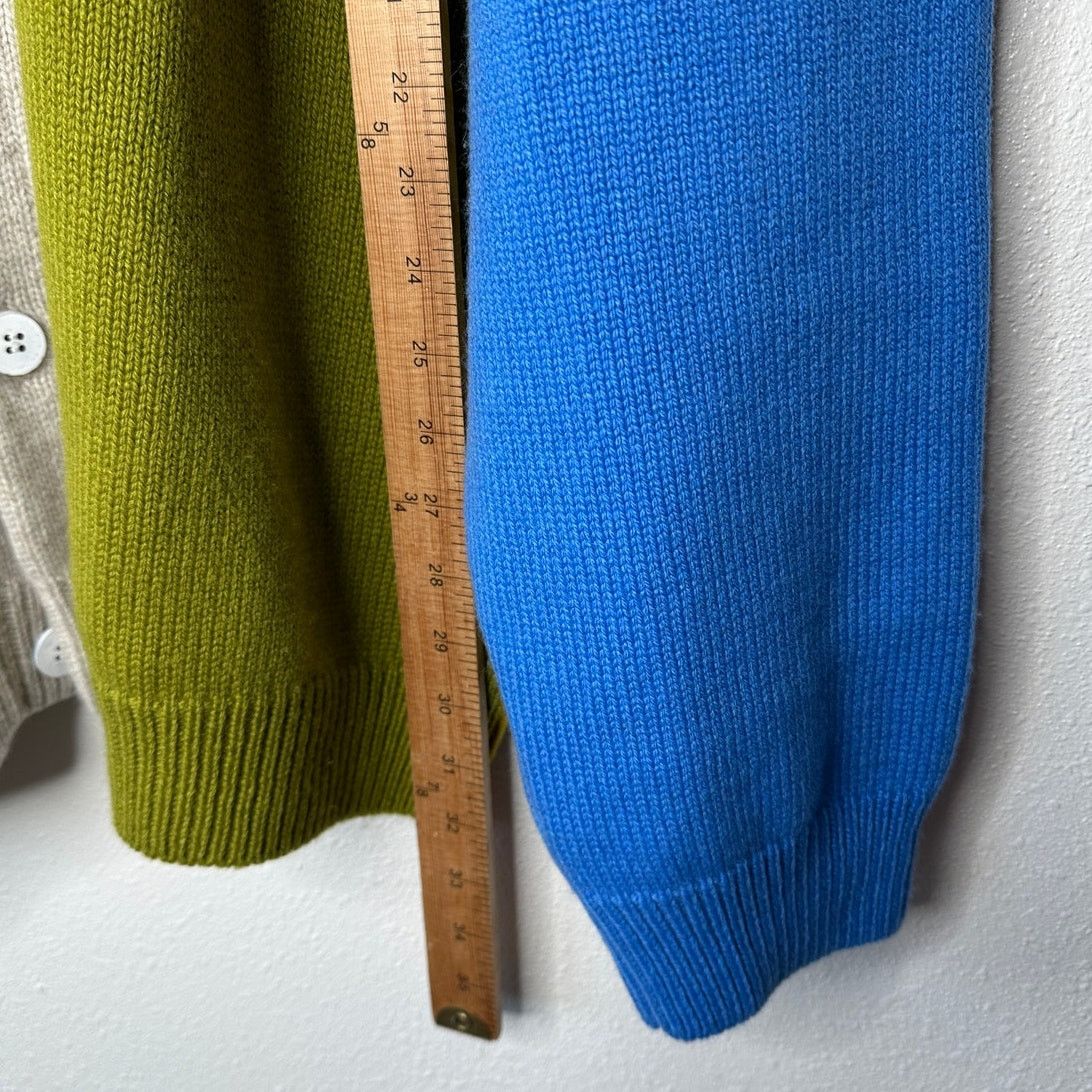 The Elder Statesman The Elder Statesman Tan Blue Green Block & Spiral Cardigan L Size US L / EU 52-54 / 3 - 13 Thumbnail