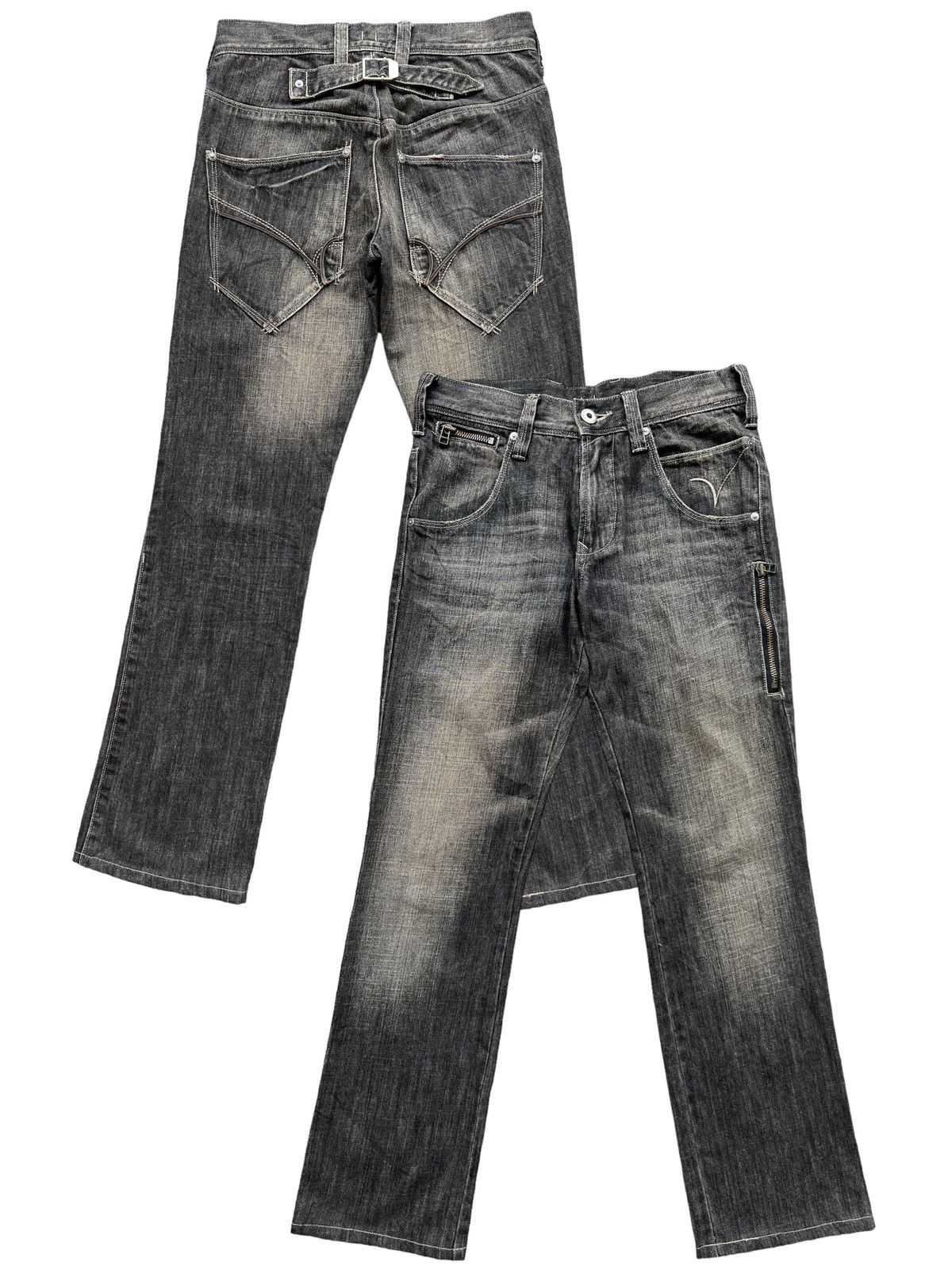 Japanese Brand Japanese Brand Straight Cut Buckle Back Denim Jeans 29x29.5 Size US 29 - 1 Thumbnail