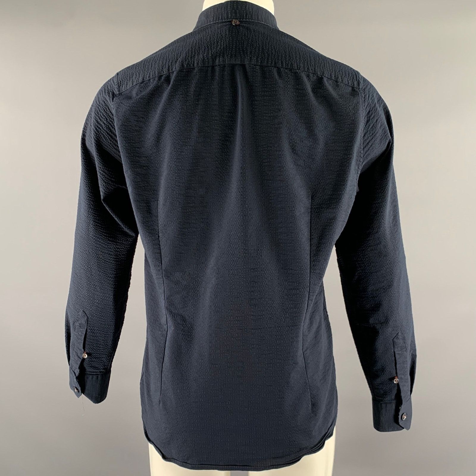 Ted Baker TED BAKER Size S Navy Cotton Blend Button Down LS Shirt Size US S / EU 44-46 / 1 - 4 Thumbnail