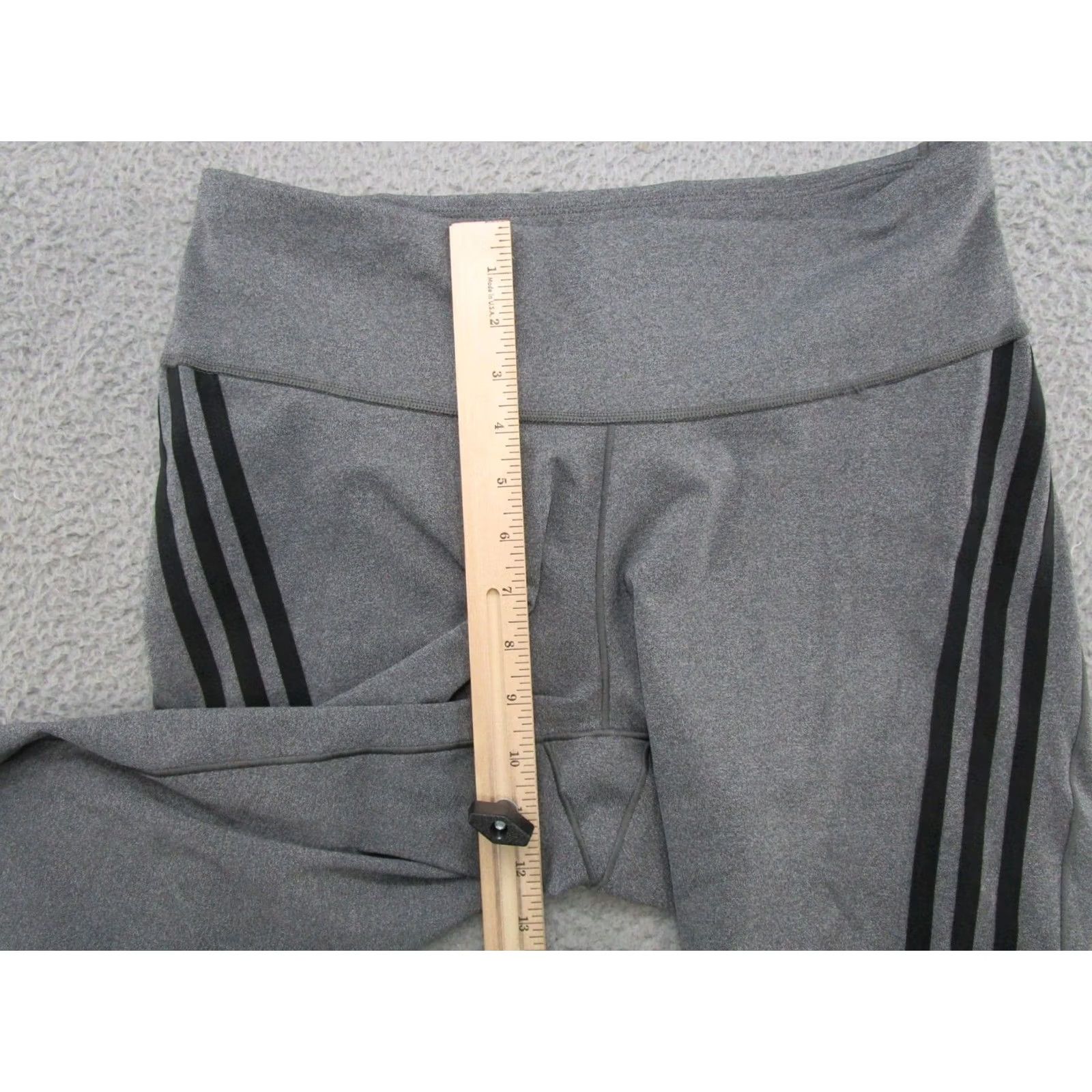 Adidas adidas Women's 1X Gray Stretch Leggings Pants 3 Stripe Activewear Logo Compression Size 40" / US 18 - 5 Thumbnail
