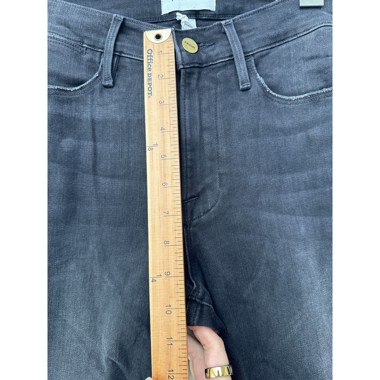 Frame NWT Frame Le High Straight Jeans Black Raw Hem Women's 27 Size 27" / US 4 / IT 40 - 12 Thumbnail