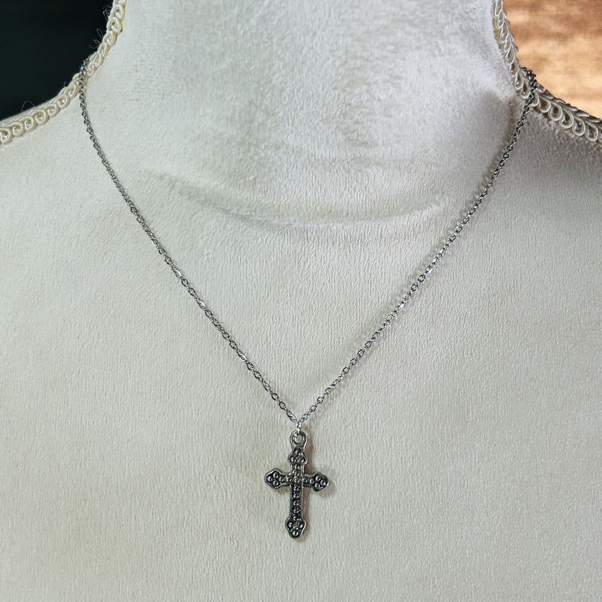 Handmade Handcrafted salvaged vintage textured cross pendant necklace Size ONE SIZE - 3 Thumbnail