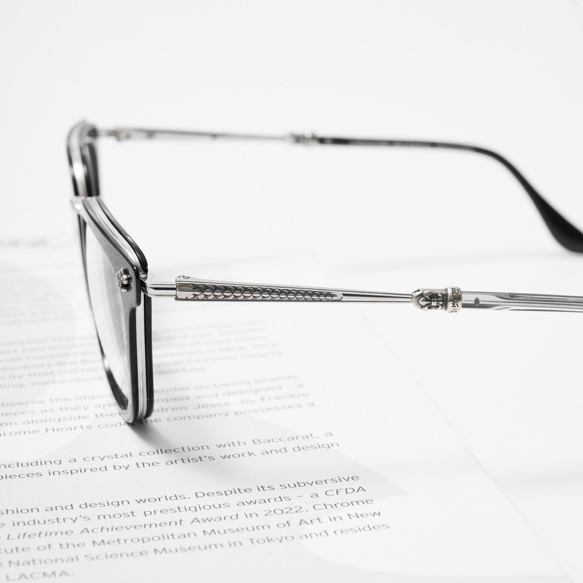 Chrome Hearts CHROME HEARTS STRAPADICTOME BLACK/SHINY SILVER GLASSES Size ONE SIZE - 3 Thumbnail