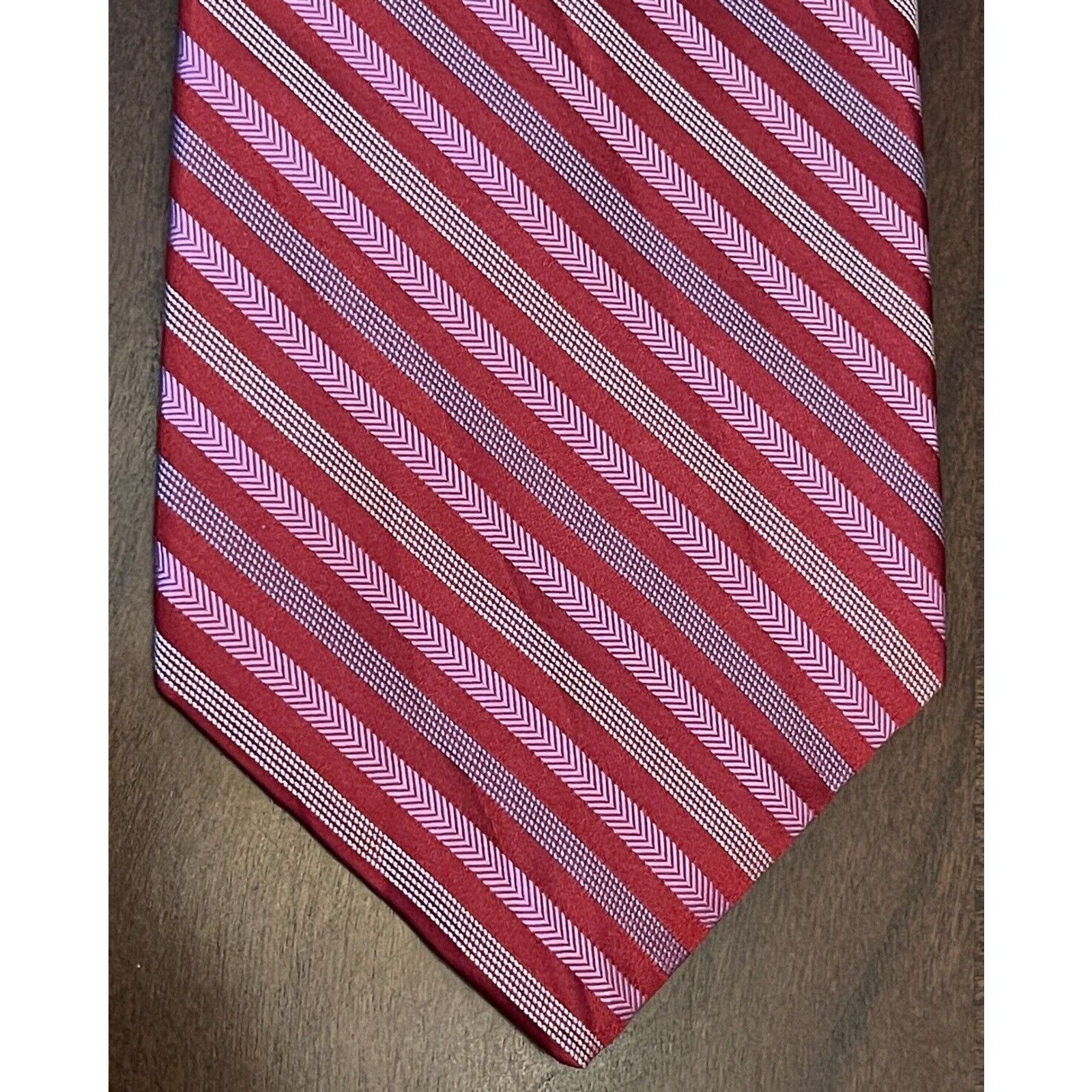 DKNY Dkny Red Pink 100% Silk Men’s Neck Tie Made In Usa Size ONE SIZE - 1 Thumbnail