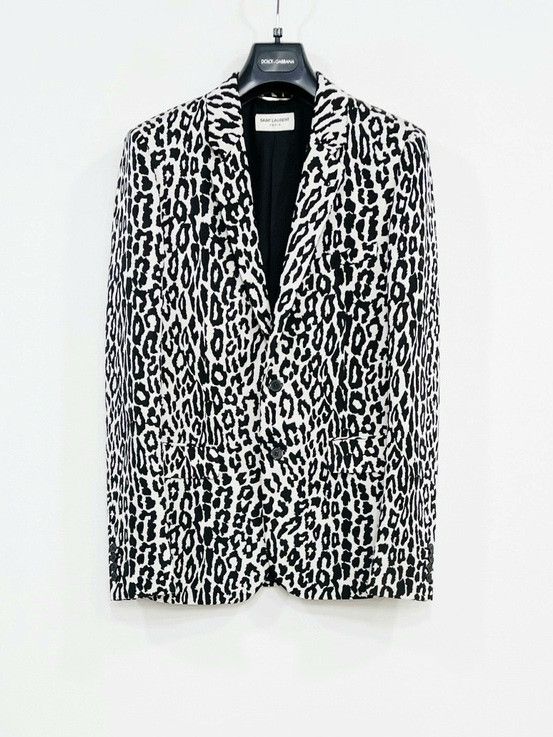 Saint Laurent Paris Saint Laurent Black White Leopard Blazer Size US M / EU 48-50 / 2 - 1 Thumbnail