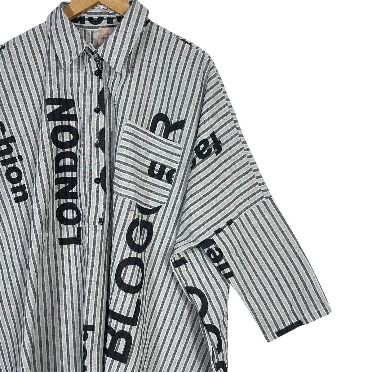 Vintage Zeta Otto Typography Stripe Oversized Shirt Italian Designer Size ONE SIZE - 6 Thumbnail