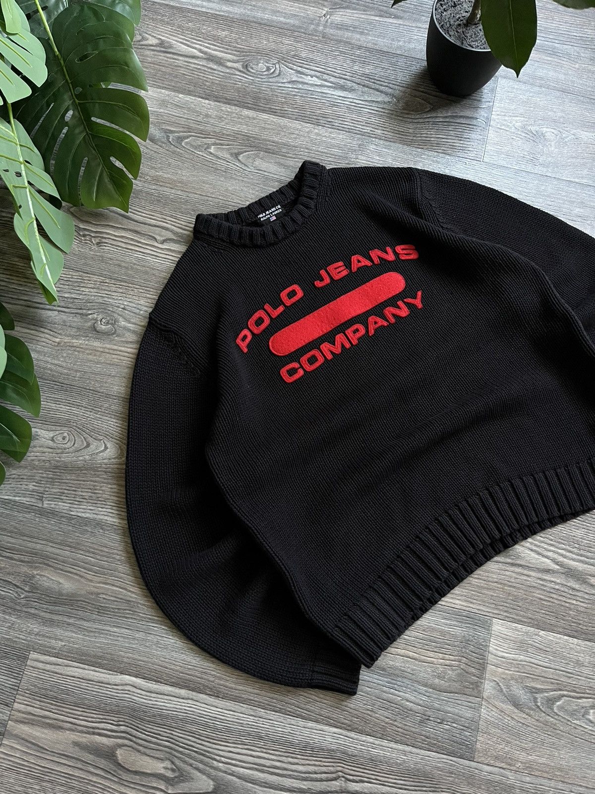 Ralph Lauren POLO JEANS SPELLOUT KNITTED BLACK VINTAGE SWEATER Size US L / EU 52-54 / 3 - 2 Thumbnail
