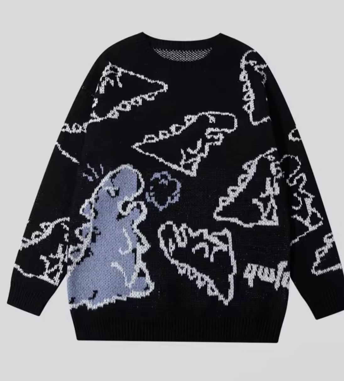 Japanese Brand Streetwear Vintage Dinosaur Black Sweater Jacquard Knitwear Size US M / EU 48-50 / 2 - 2 Thumbnail
