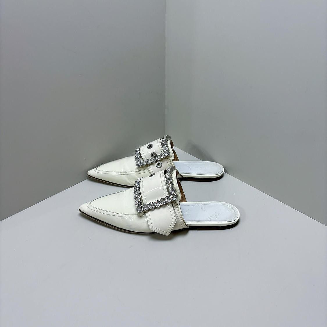 Maison Margiela Maison Margiela White Rhinestone Buckle Mules Size 38 Size US 8 / IT 38 - 1 Thumbnail
