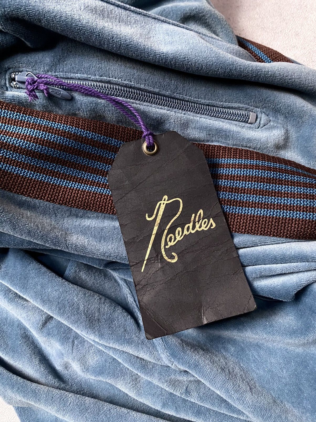 Needles NEEDLES NARROW LOGO, EMBROIDERED, BLEND VELOUR TRACK PANTS Size US 35 - 13 Thumbnail