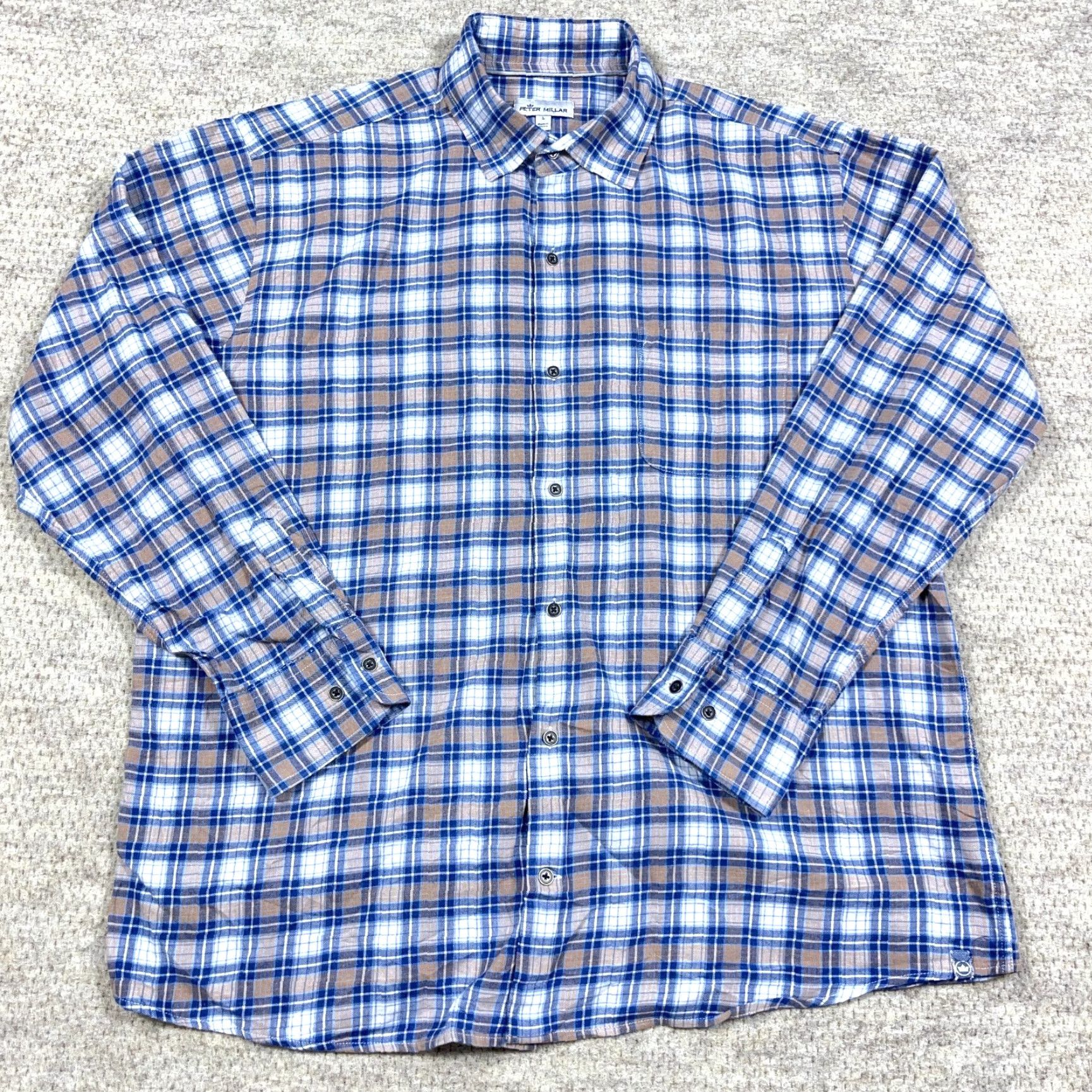 Peter Millar Peter Millar Shirt Men Large Blue Plaid Button-Up Lightweight Cotton Lyocell Nylon Spandex Casual Classic Size US L / EU 52-54 / 3 - 2 Thumbnail