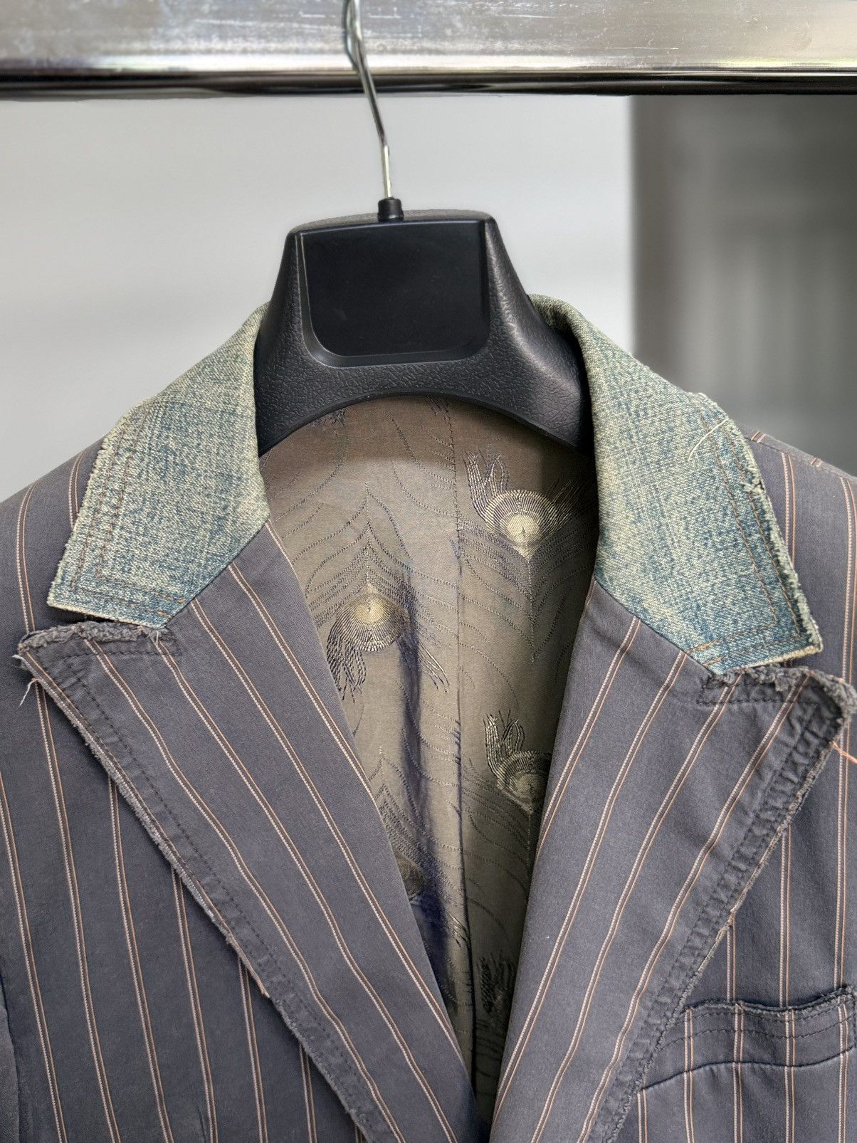 Dolce & Gabbana D&G Dolce Gabbana Pinstripe Deconstructed Blazer Y2K Archive Size 42R - 15 Thumbnail