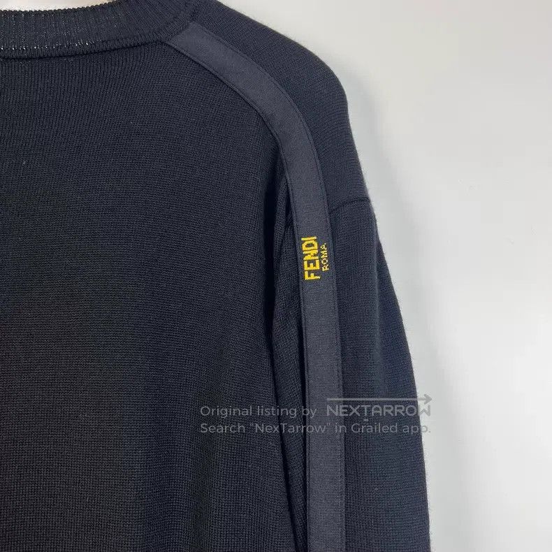 Fendi Fendi Black Striped Embroidered Crewneck Long Sleeve Sweat Size US L / EU 52-54 / 3 - 6 Thumbnail