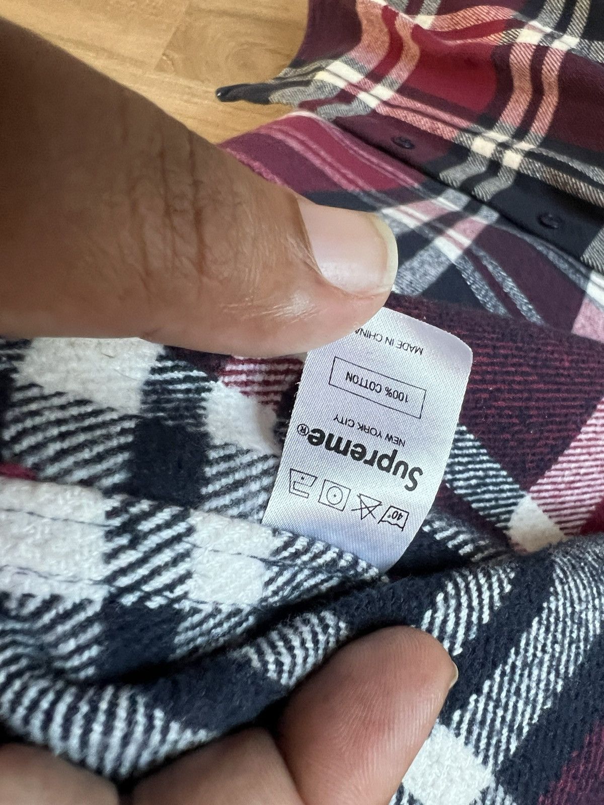 Supreme Supreme Heavyweight Quilted Flannel Shirt Navy/Burgundy Size US XL / EU 56 / 4 - 5 Thumbnail