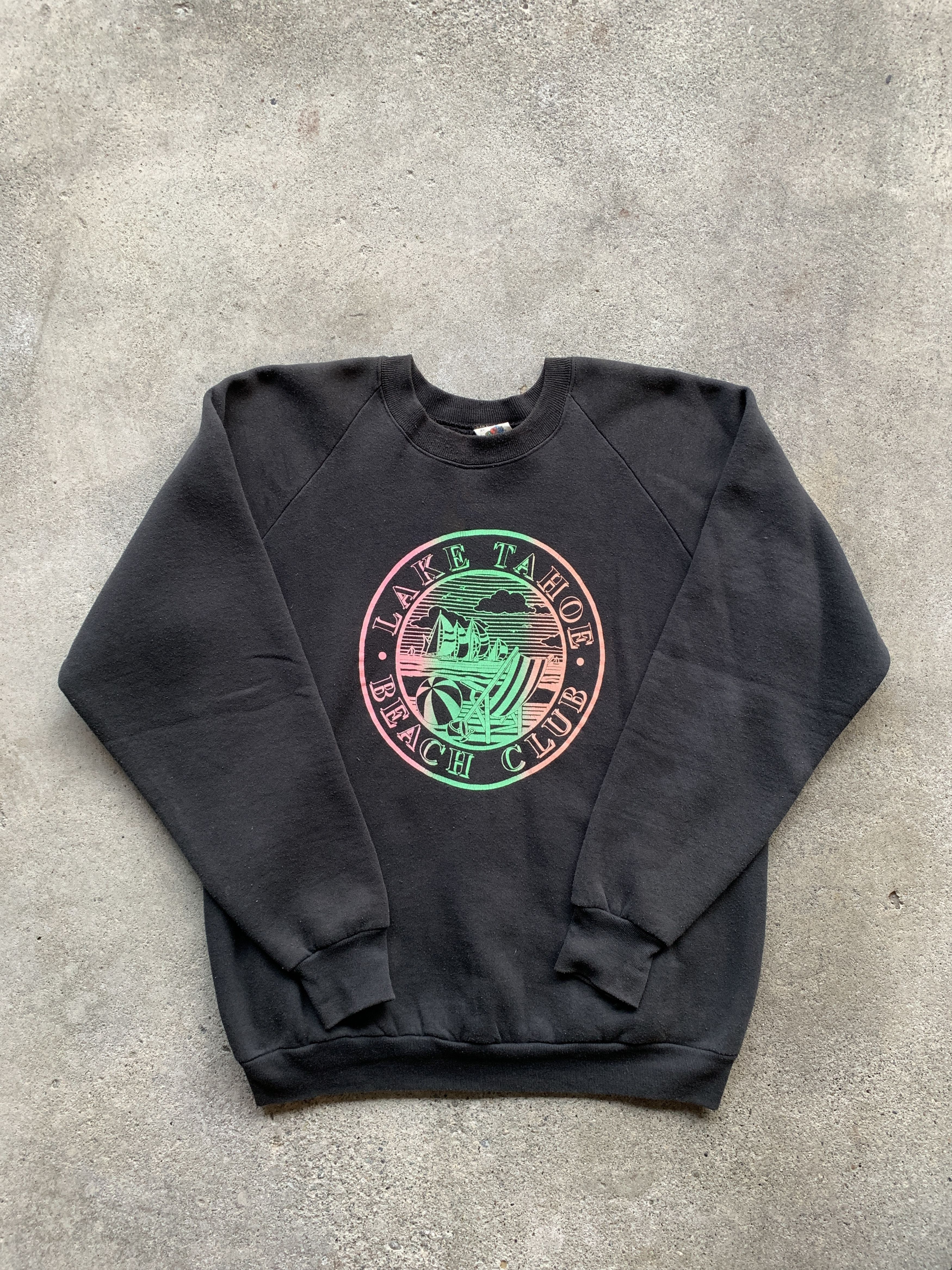 Vintage Vintage 90's Lake Tahoe Beach Club Sweatshirt Size US XL / EU 56 / 4 - 1 Thumbnail