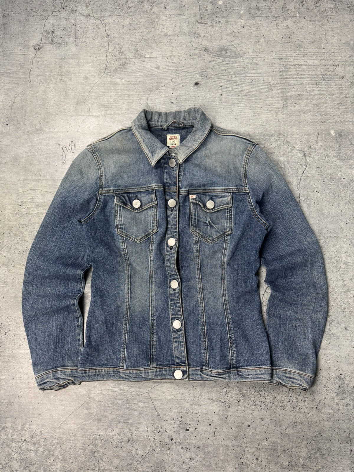 Miss Sixty Vintage Y2K Miss Sixty Denim Biker Jacket Washed Avantgarde Size L / US 10 / IT 46 - 1 Thumbnail