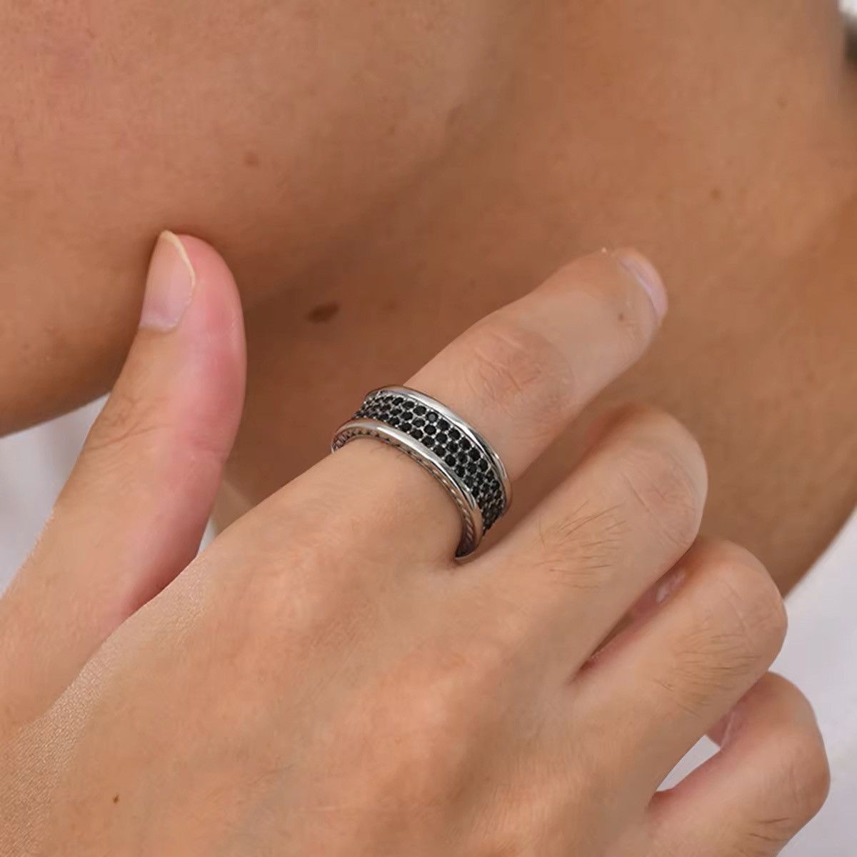 Jewelry × Vintage 8mm Black CZ Stone Ring Size ONE SIZE - 1 Thumbnail