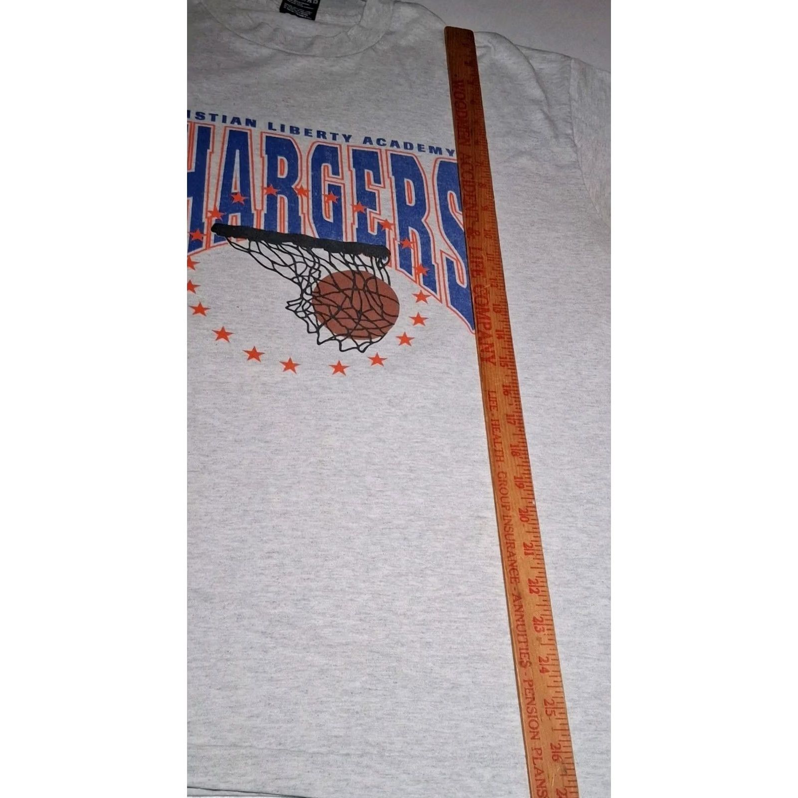 Fruit Of The Loom VINTAGE BEST Fruit of the Loom Christian Liberty Academy Chargers Basketball Shirt XL Gray Short Sleeve Crew Neck Men Size US XL / EU 56 / 4 - 7 Thumbnail