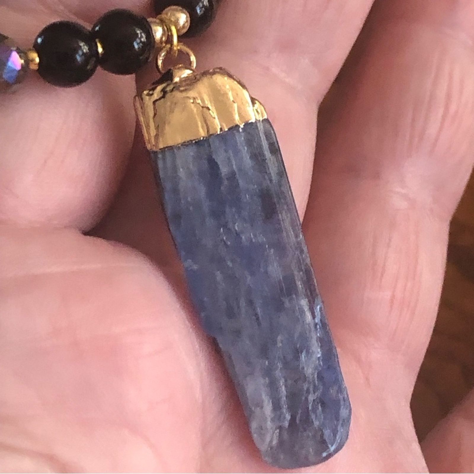 Handmade Handcrafted repurpose kyanite and black onyx Pearl necklace Size ONE SIZE - 11 Thumbnail