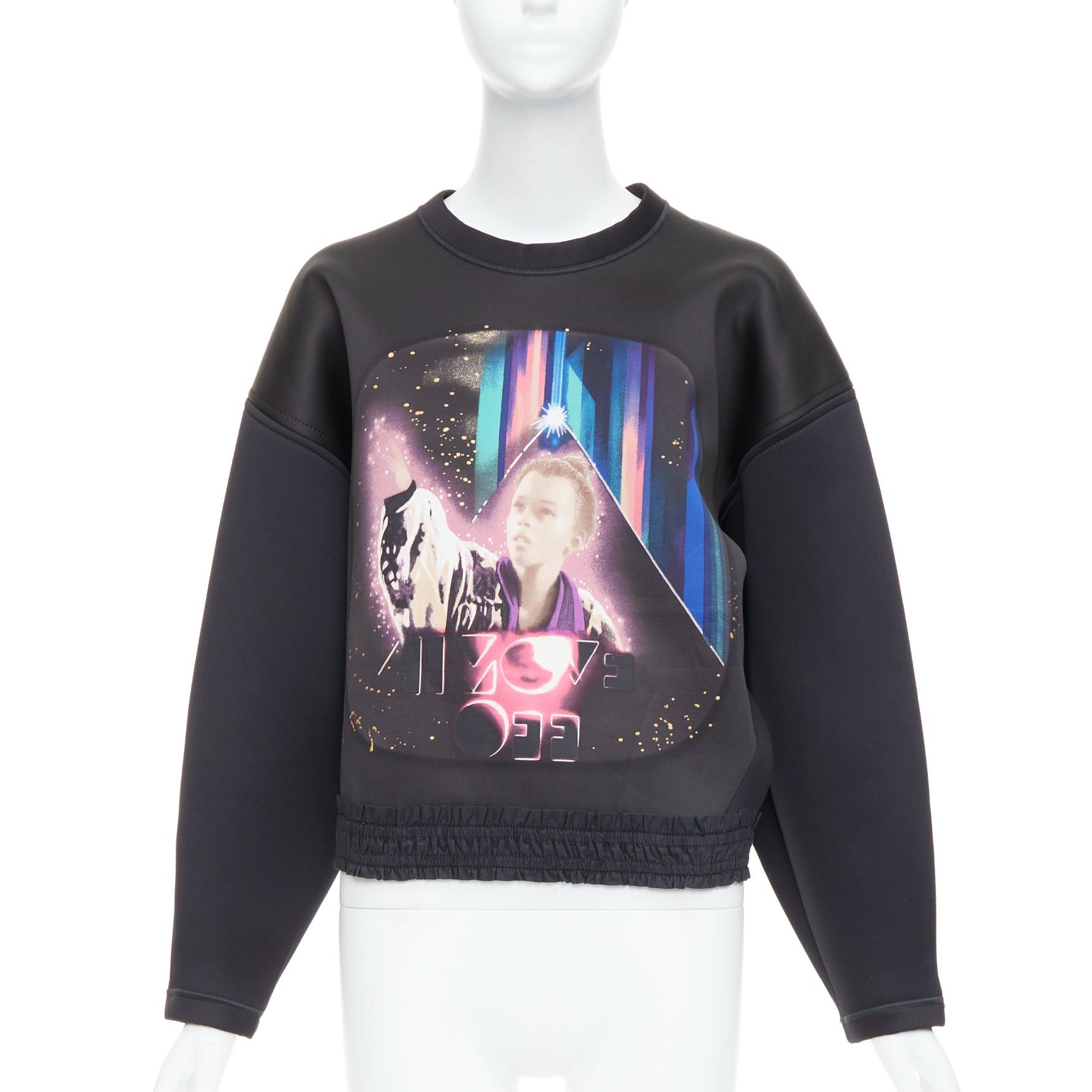 Balenciaga BALENCIAGA 2012 Runway Egyptofunk black sci-fi print ruffle cropped boxy scuba top FR38 M Size M / US 6-8 / IT 42-44 - 1 Thumbnail