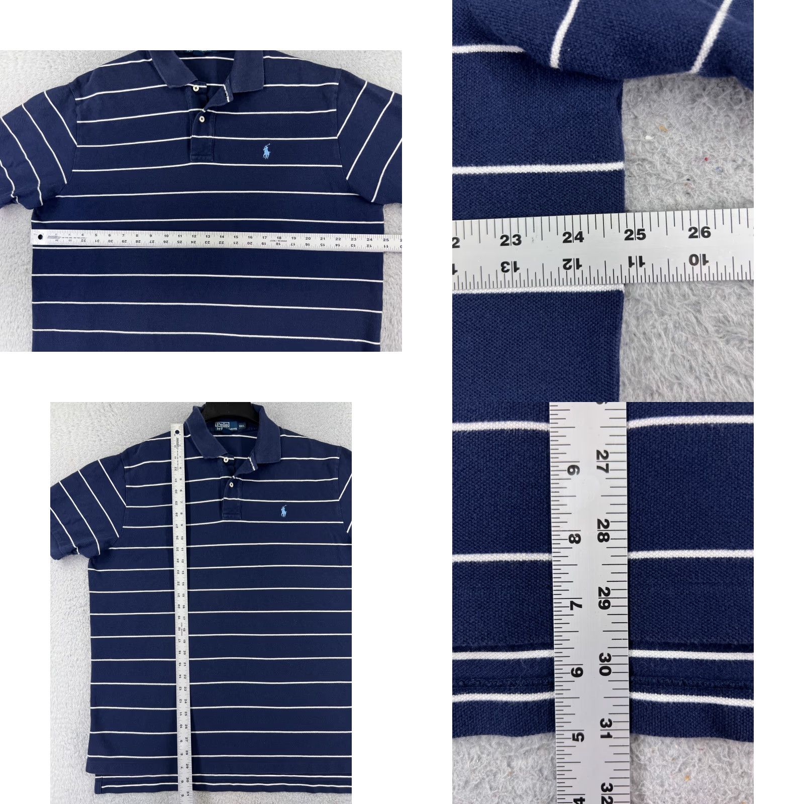 Ralph Lauren VINTAGE Ralph Lauren Polo Shirt Men 2XL Blue Stripe 100% Cotton Knit Polo Shirt Mens Regular Blue Stripe 2XL Size US XXL / EU 58 / 5 - 8 Thumbnail