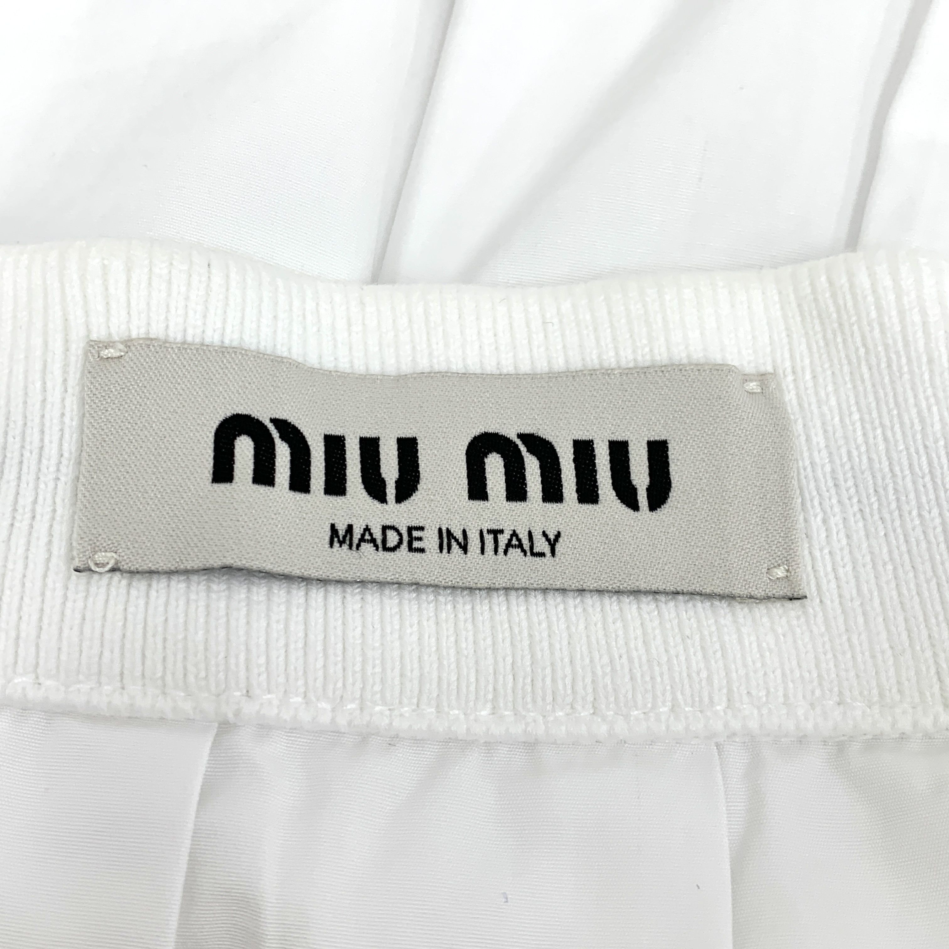 Miu Miu Miu Miu Skirt White Striped Logo Pleated Mini Skirt Size 30" / US 8 / IT 44 - 2 Thumbnail
