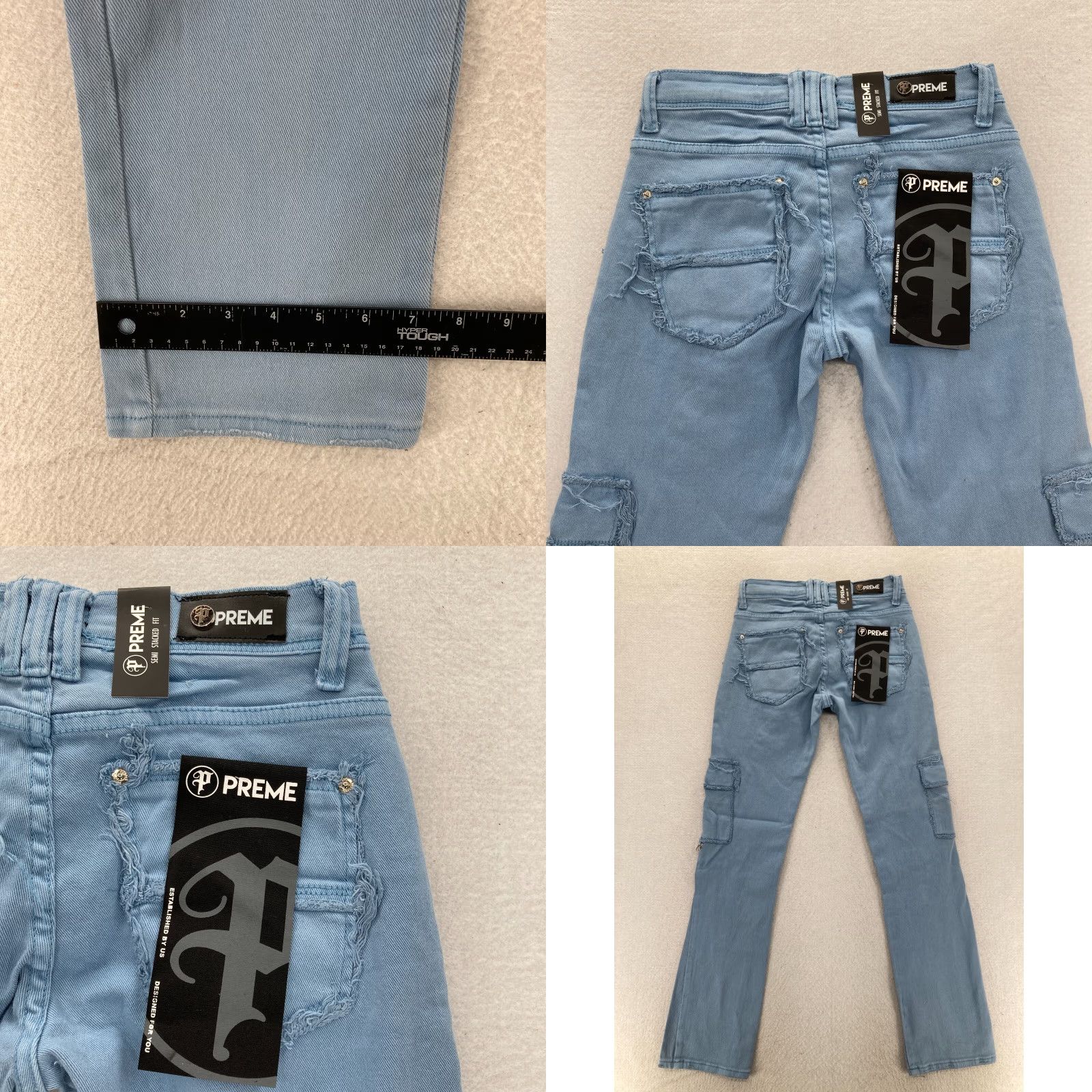 Vintage Preme Jeans Mens 28x33 Semi Stacked Fit Cargo Utility Blue Distressed Denim Y2K Jeans Mens Regular Blue Distressed Y2K Size US 28 / EU 44 - 9 Thumbnail