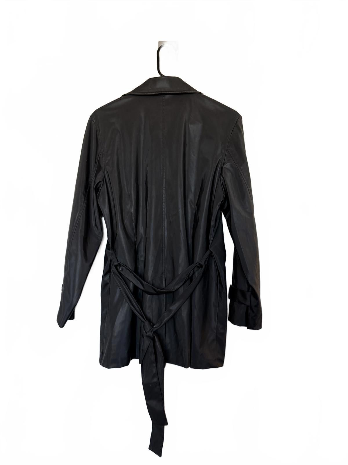 ZeroXposur Vintage Y2K Style Black Polyurethane Trench Coat with Belt Size L / US 10 / IT 46 - 4 Thumbnail