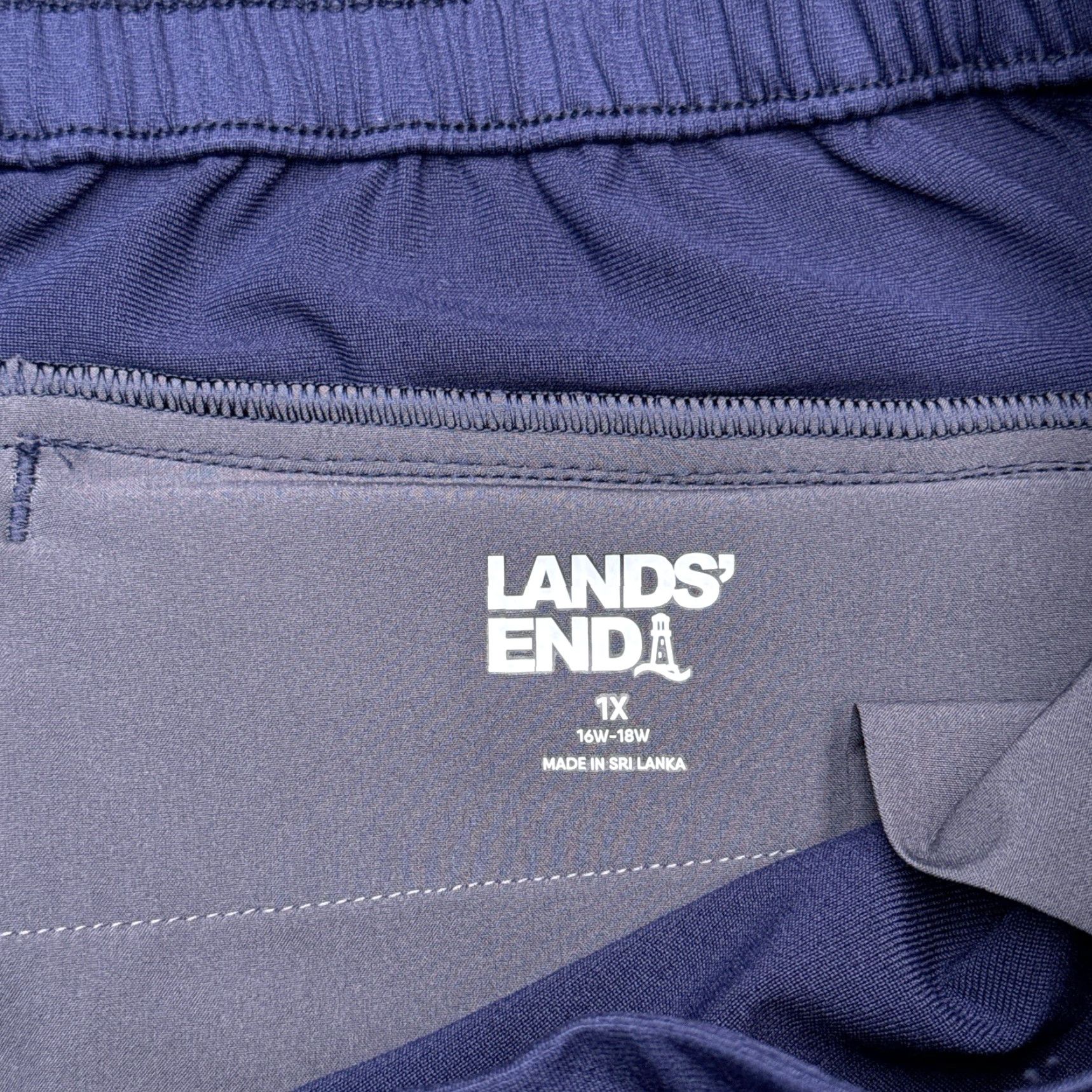Lands' End Lands' End Pants Womens 1X 16W-18W Deep Sea Navy UPF Pockets Pull On Capris Microfiber Polyester Straight Inseam 23.5 in Plus Size Size 40" / US 18 - 4 Thumbnail