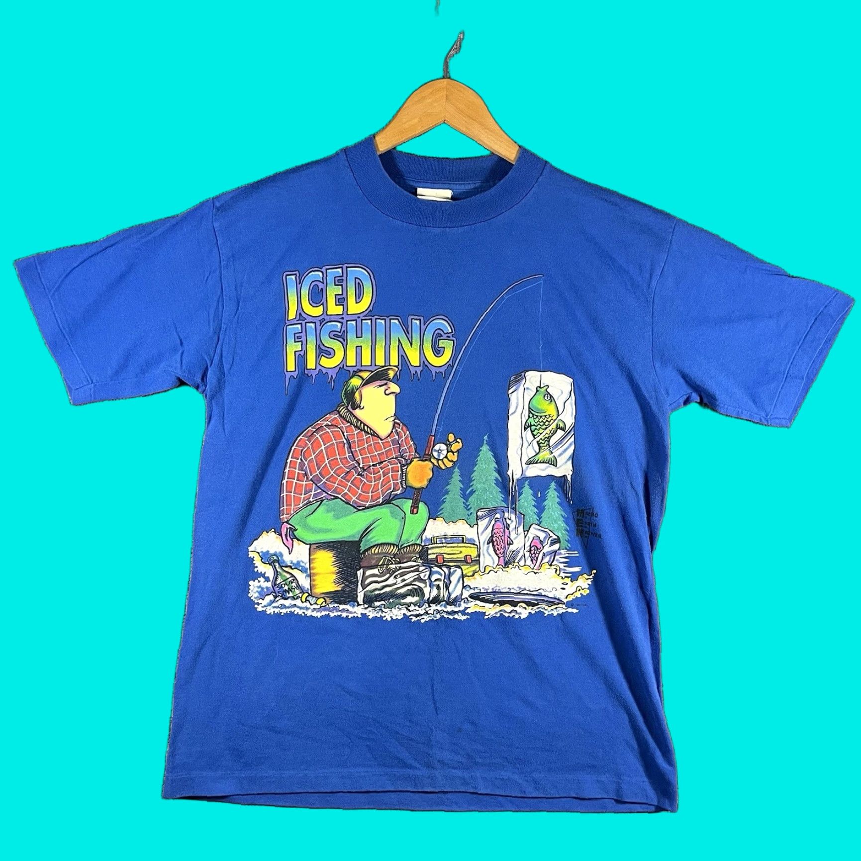 Vintage VINTAGE SSI Graphic Tee Men's Shirt XL Blue Single Stitch 1991 Fishing Hip Hop Crew Neck T-Shirt Size US XL / EU 56 / 4 - 1 Thumbnail