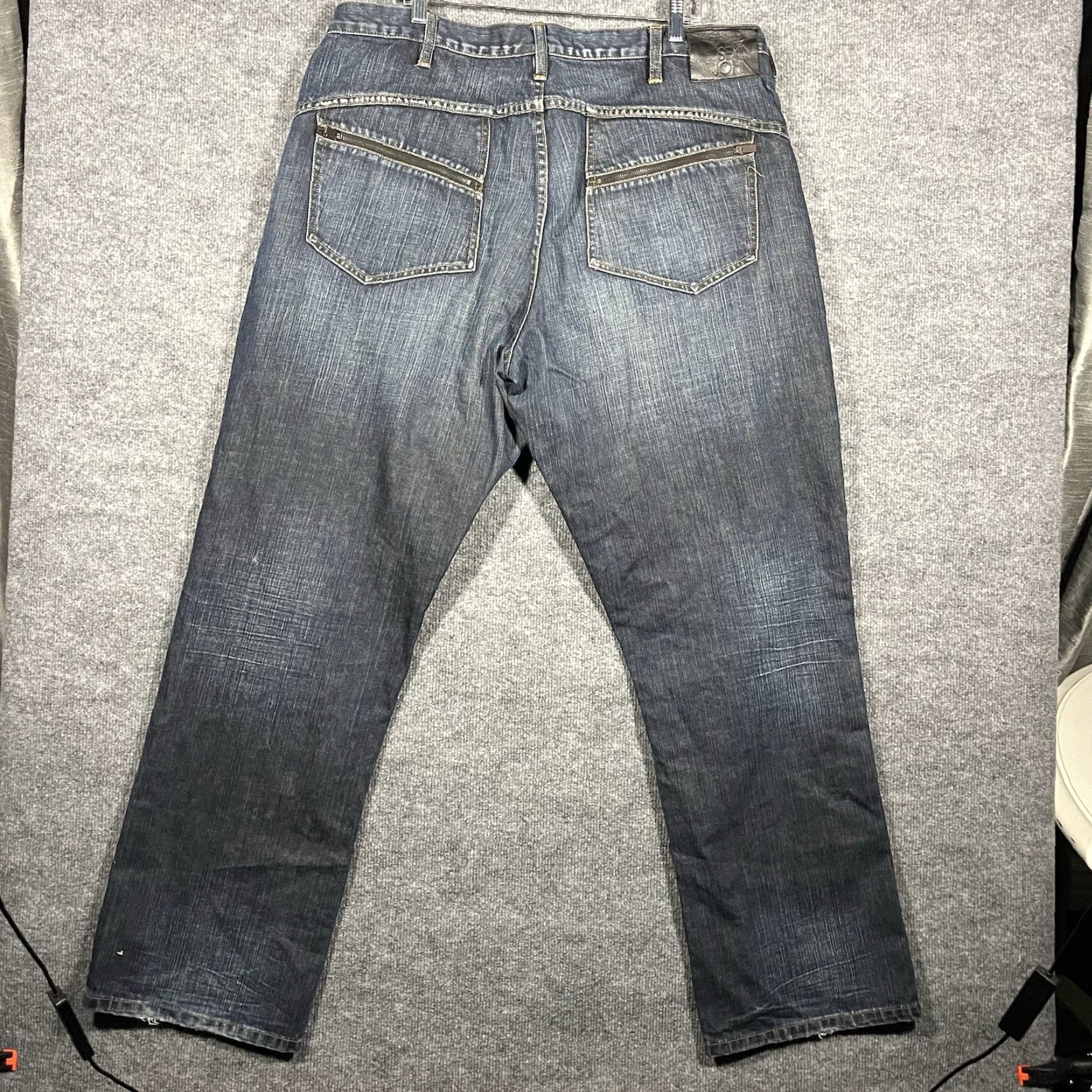 Sean John VTG Sean John Jeans Wide-Leg Hip Hop Baggy Denim 40x33 Mens Black/Blue Belted 90s Sketch Baggy Hip Hop Mens Jeans Size US 40 / EU 56 - 3 Thumbnail