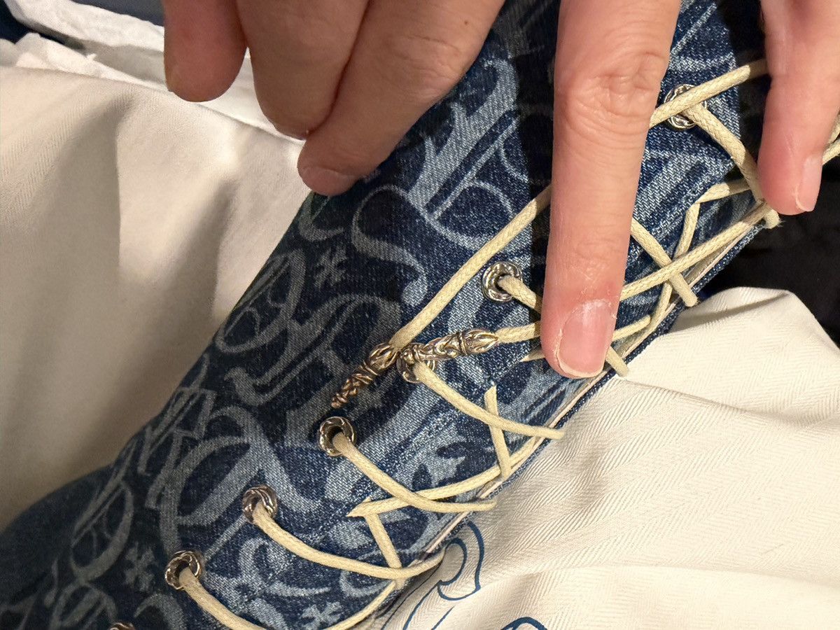 Chrome Hearts RARE！Chrome hearts Denim Monogram Lace Up Knee Boots Size US 7 / IT 37 - 5 Thumbnail