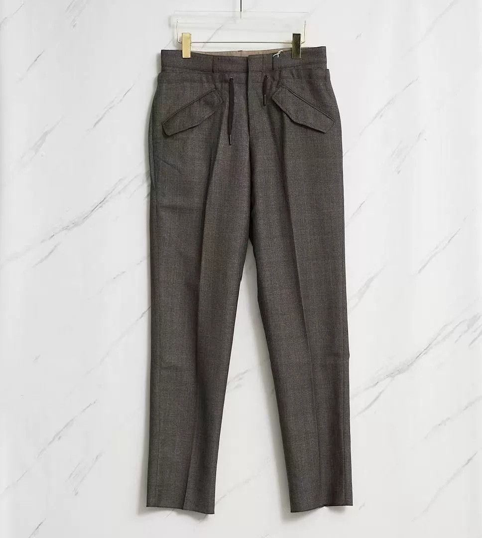 Saint Laurent Paris Saint Laurent Brown Checkered Drawstring Pants Size US 28 / EU 44 - 1 Thumbnail