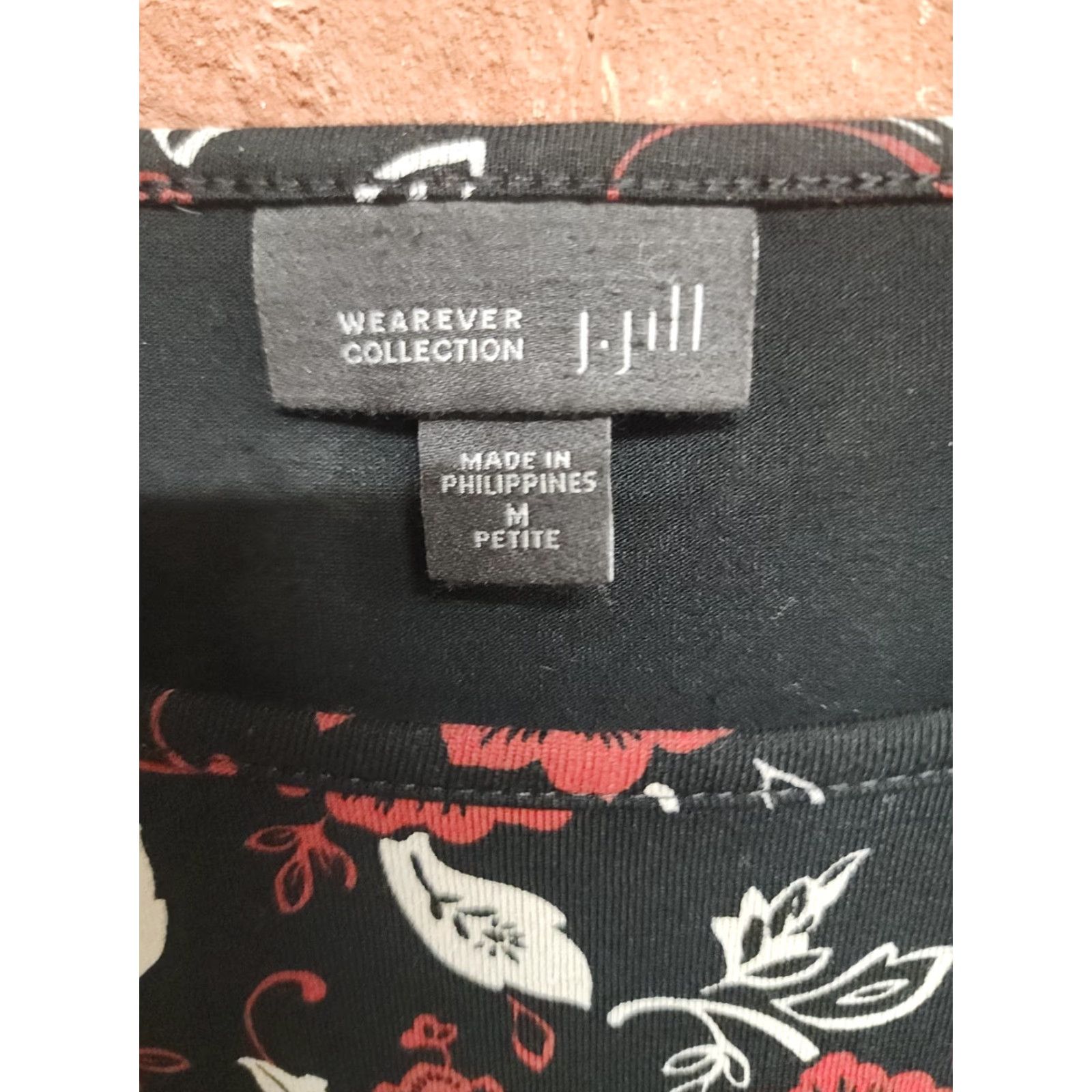 J. Jill VINTAGE J. Jill Wearever Collection Black Floral Print Knit Long Sleeve Dress MP Size M / US 6-8 / IT 42-44 - 3 Thumbnail