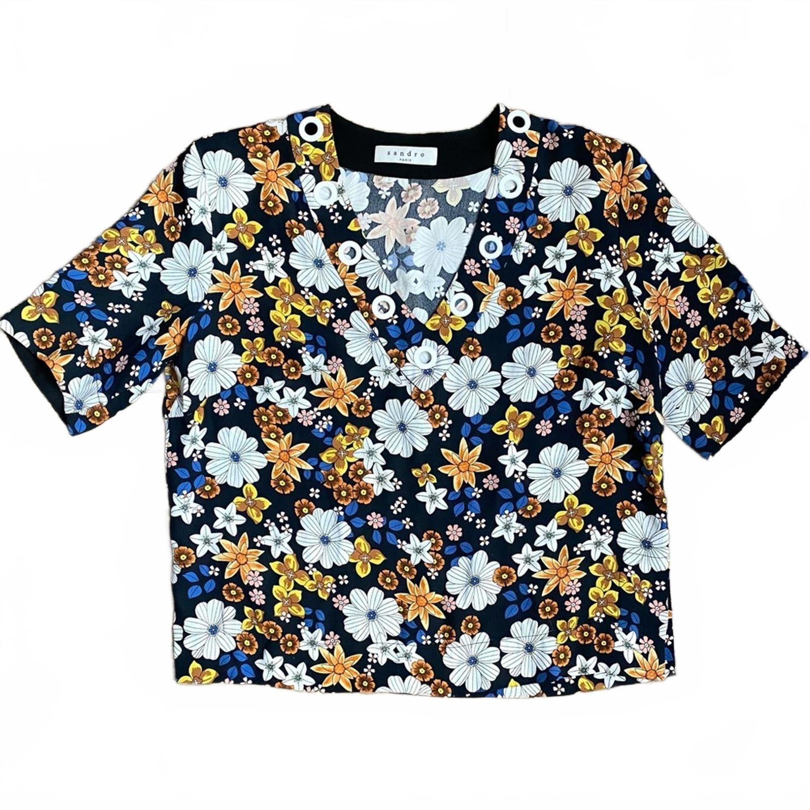 Sandro Sandro ParisFloral V-Neck Eyelet Blouse Size 1 Small Size S / US 4 / IT 40 - 4 Thumbnail
