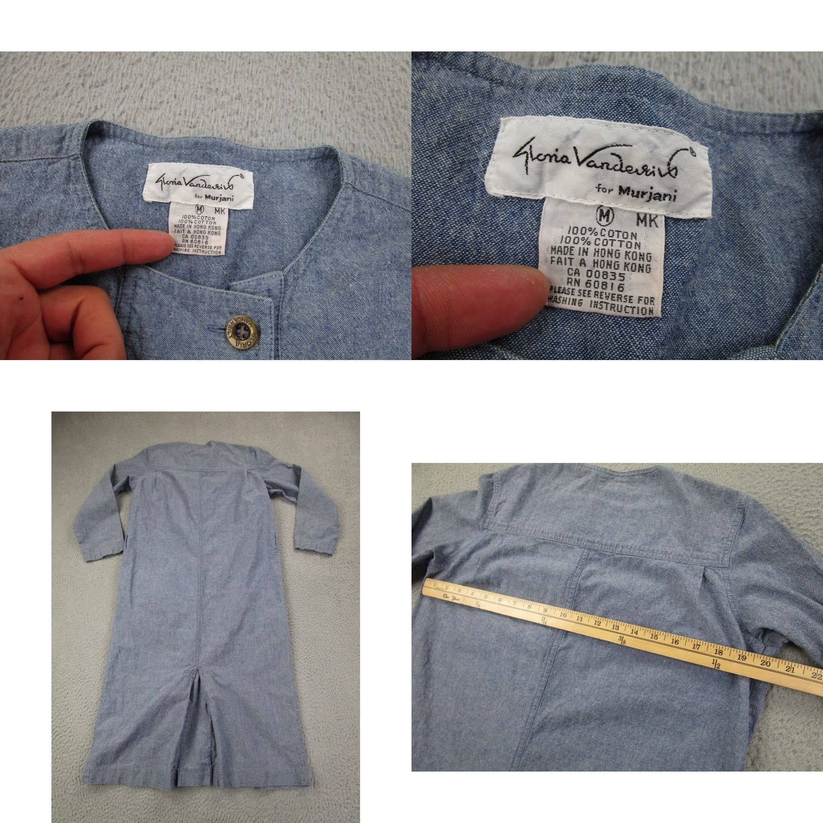 Gloria Vanderbilt VINTAGE Gloria Vanderbilt Dress Womens M Blue Murjani Maxi Chore Utility 90s y2k Dress Shirt Size M / US 6-8 / IT 42-44 - 8 Thumbnail