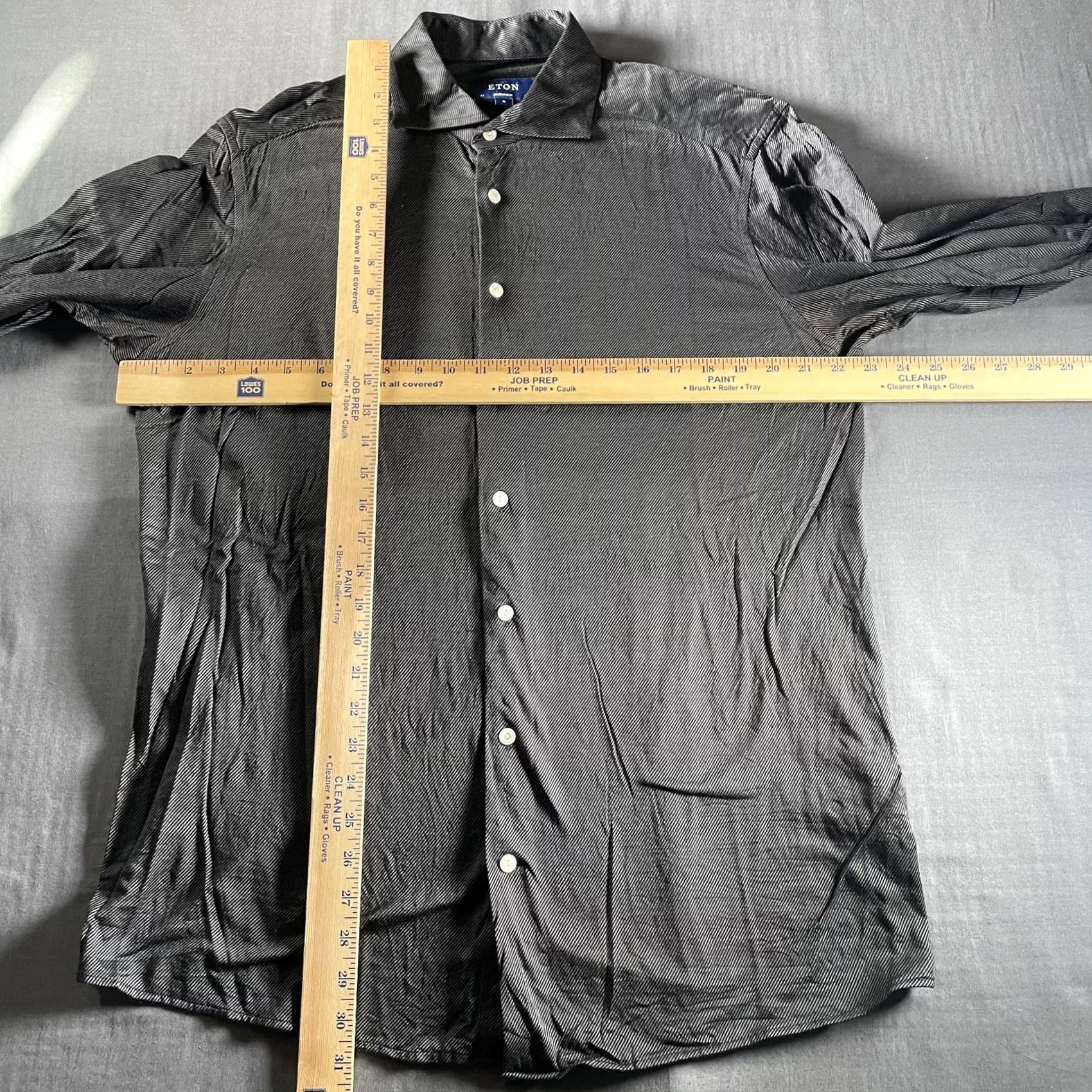 Eton Eton Dress Shirt Mens XL 43 17 Gray Black Contemporary Fit Cotton Long Sleeve Dress Shirt Shirt Men XL Gray Black Striped 100% Cotton Contemporary Fit Size 46R - 6 Thumbnail