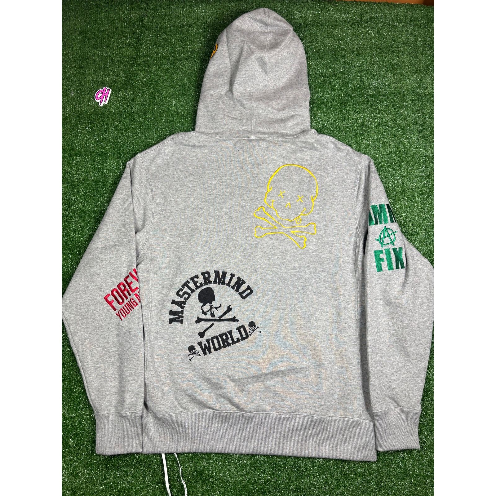 Mastermind Japan Mastermind World "All-Over" Embroidered Grey Hoodie MD Size M / US 6-8 / IT 42-44 - 2 Thumbnail