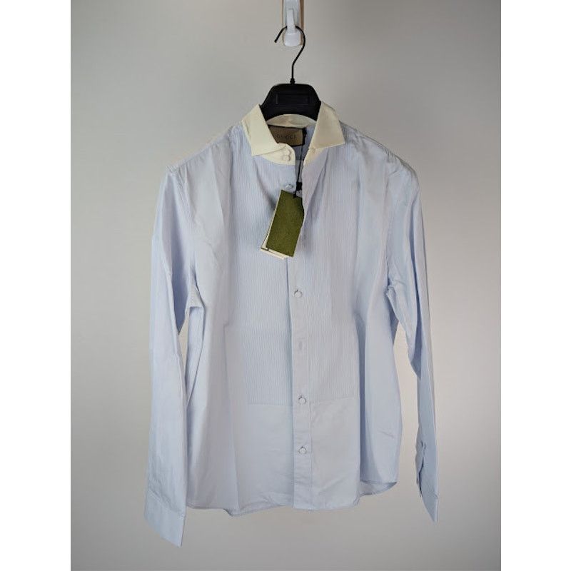 Gucci o1rshd1 Piece Dyed Popeline Boxy Shirt in Baby Blue / Mix Size US M / EU 48-50 / 2 - 3 Thumbnail
