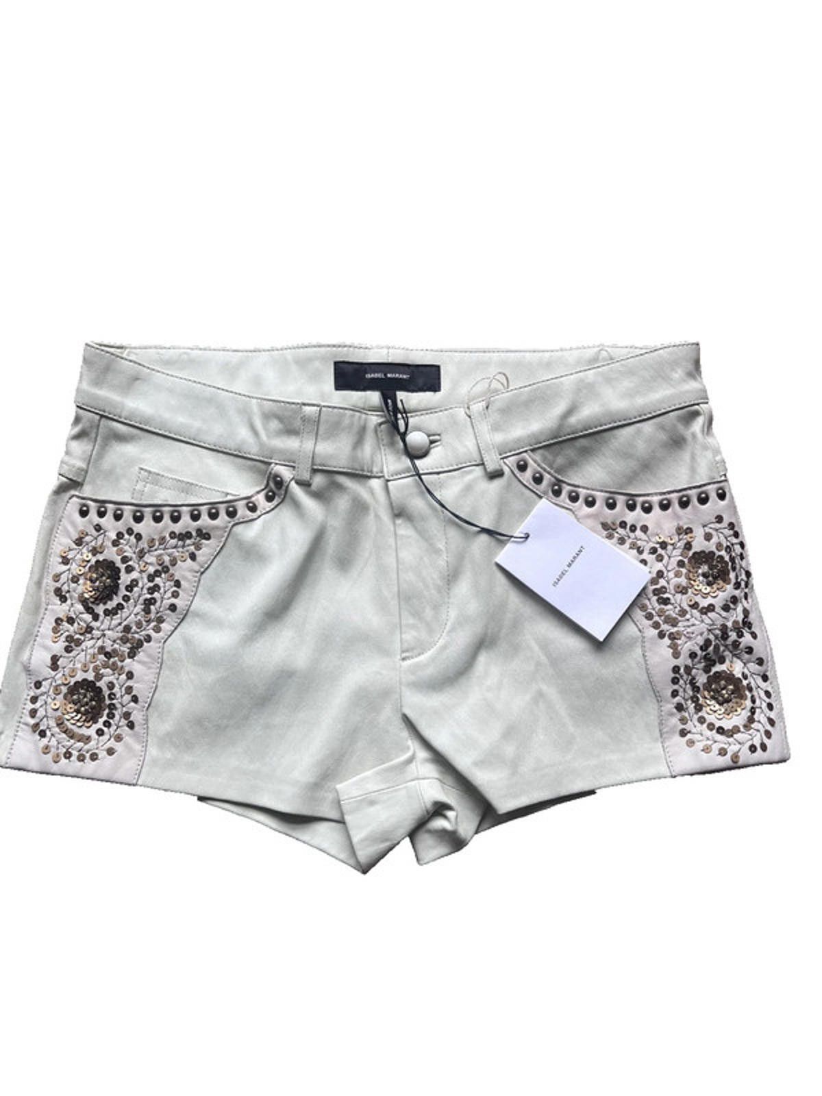 Isabel Marant Isabel Marant Leather sequin beige shorts F40 uk 10-12 Size 28" / US 6 / IT 42 - 1 Thumbnail