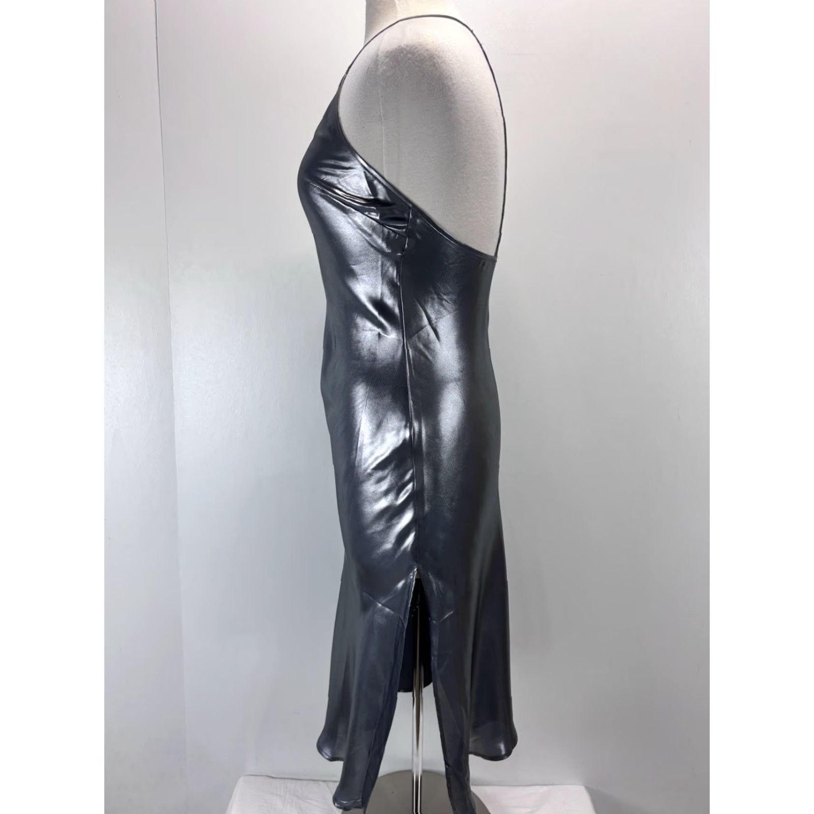 knee length dresses for ladies Silver Blue Open Back Cross Strap Midi Slip Dress